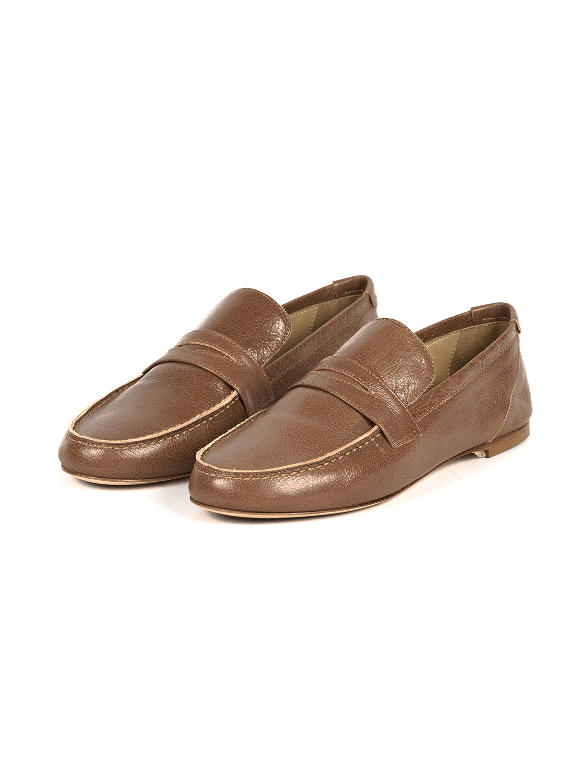 Round-Toe Slip-On Chic Loafers Flats - Brown