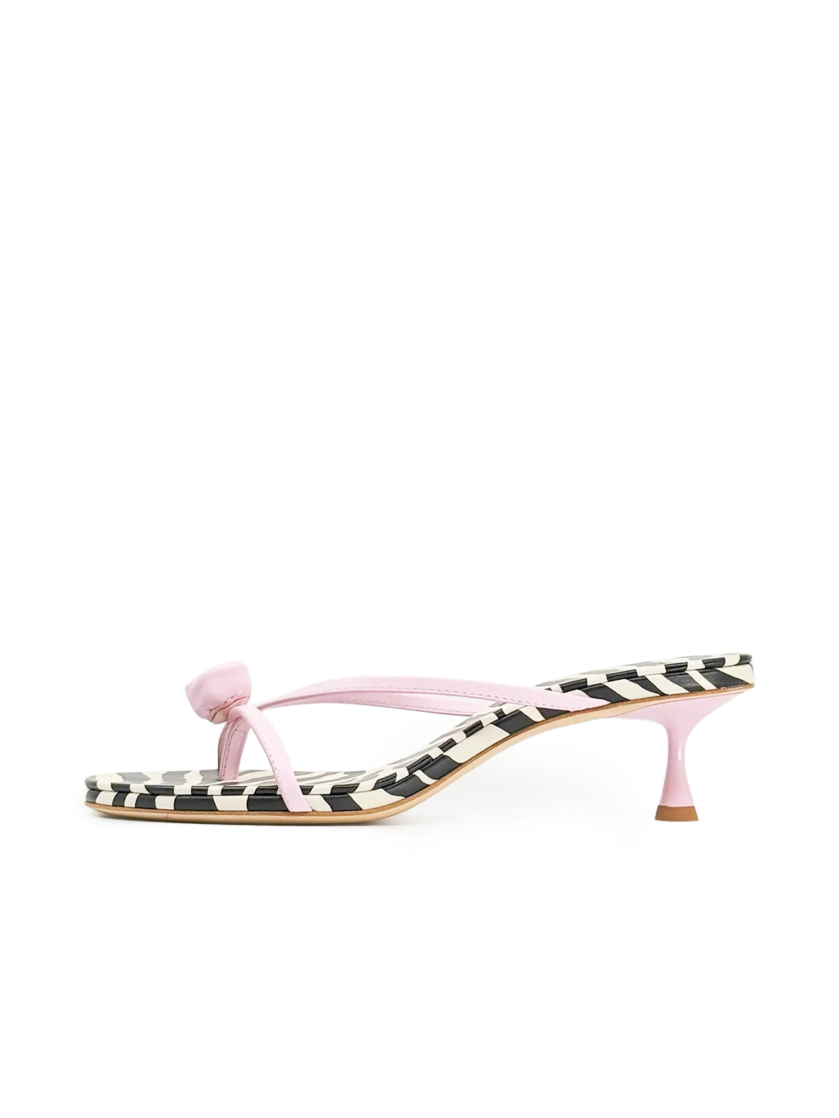 Pink Round-Toe Front Rose Flip Flop Kitten Heels