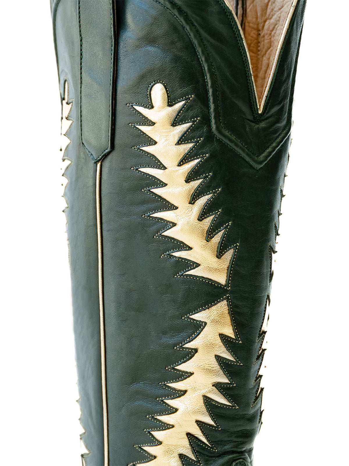 Black Almond-Toe Wide Calf Cowgirl Boots Knee High Tall Boots