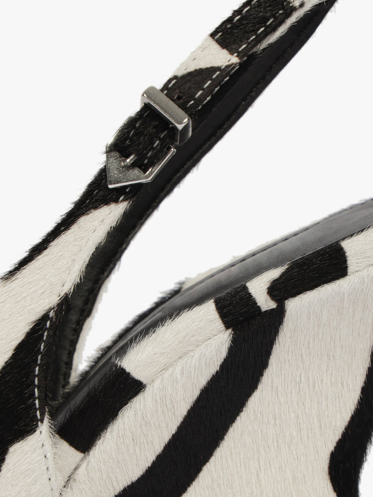 Zebra Pointed-Toe Slip-On Buckle Slingback Pumps