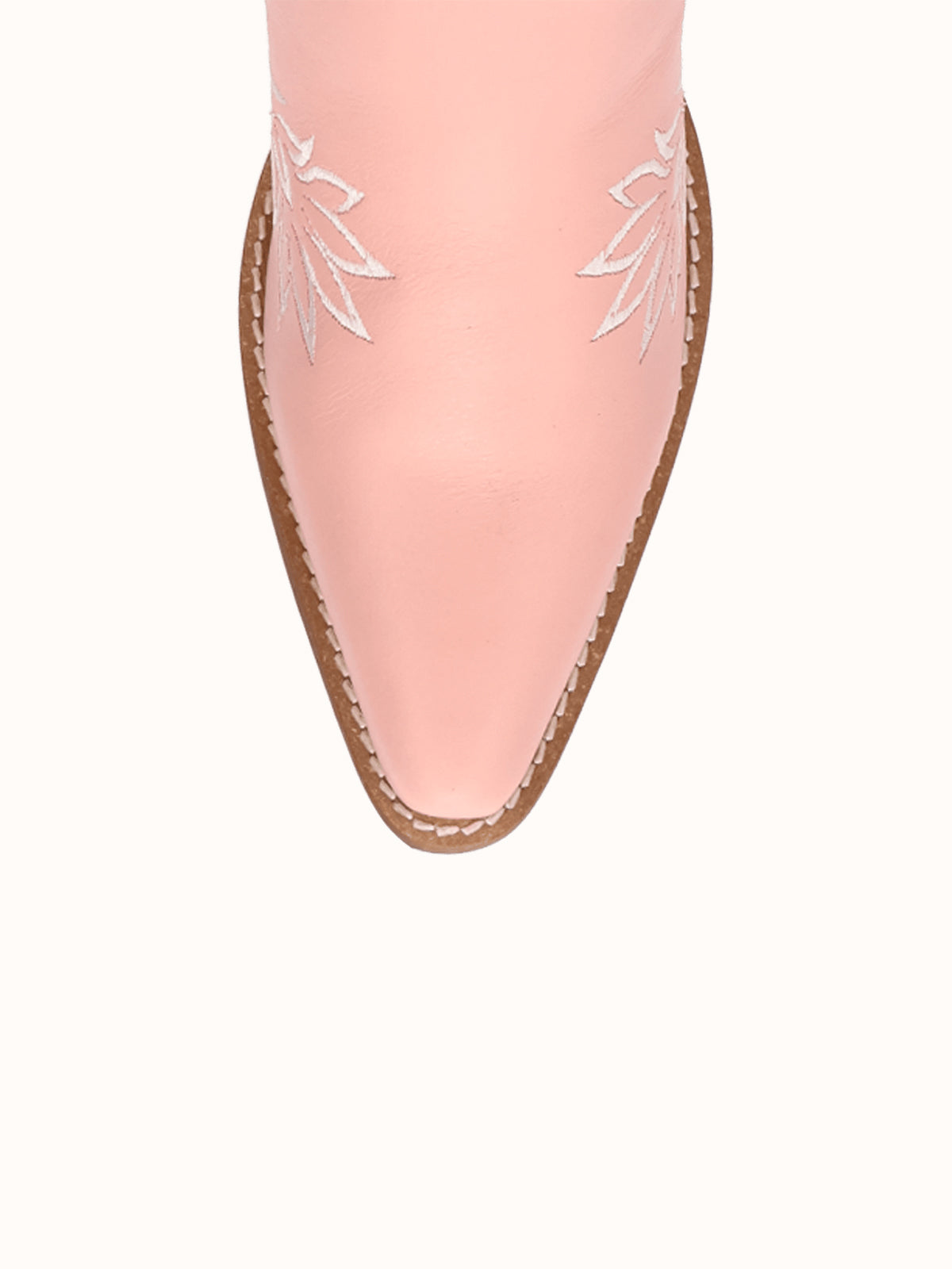 Pink Snip-Toe White Flowers Embroidery Chic Mid Calf Cowgirl Boots