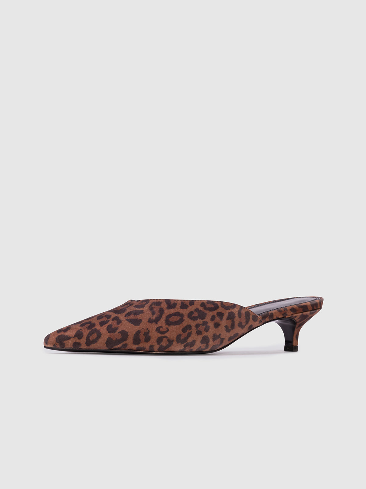 Leopard Faux Suede Pointed-Toe Slip-On Kitten Heels