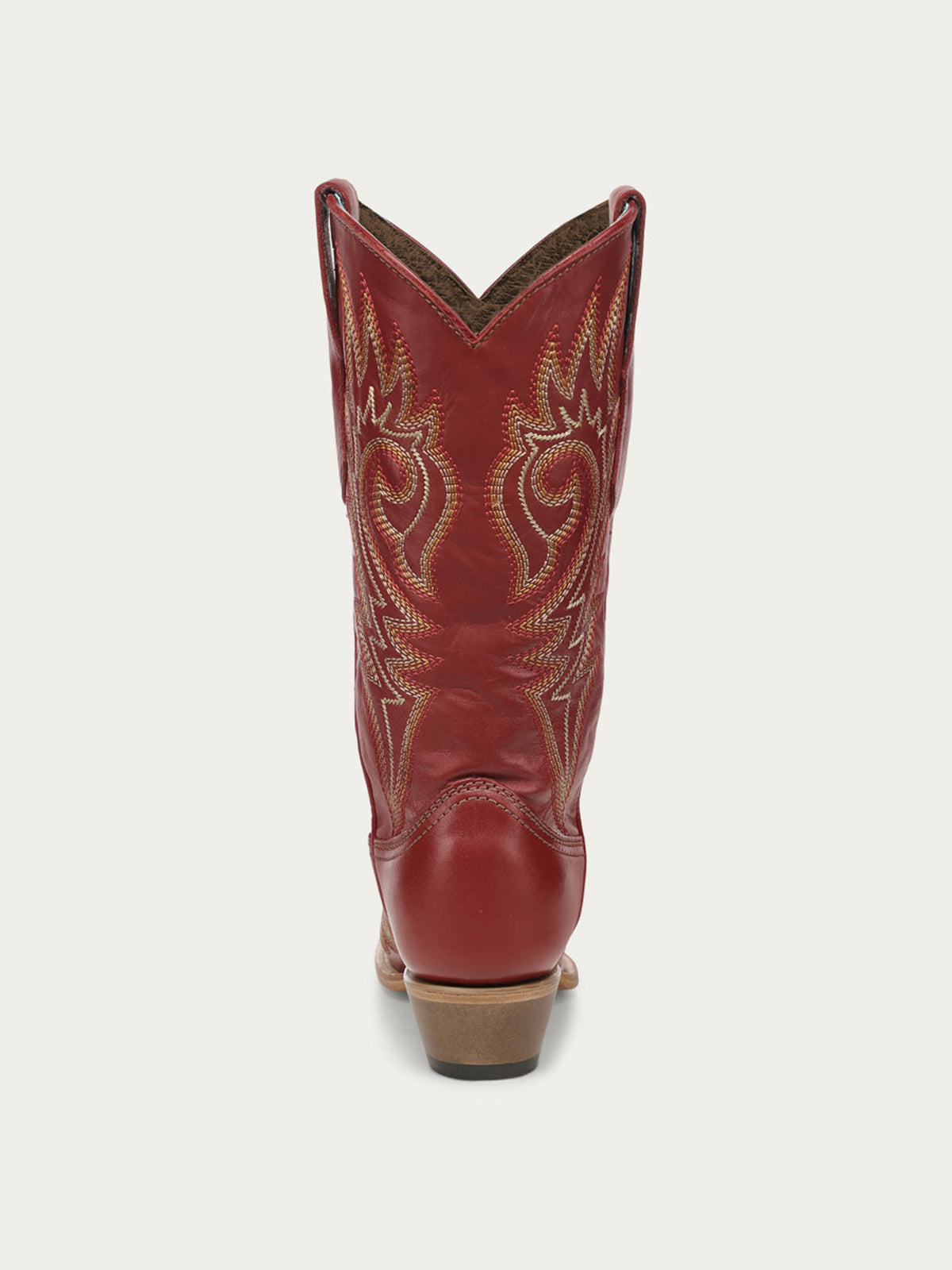 Flames Embroidery Snip-Toe Sleek Mid Calf Cowgirl Boots - Red