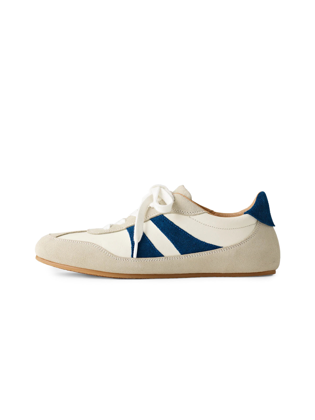 Ivory Cow Suede Round-Toe Classic Lace-Up Chic Sneakers