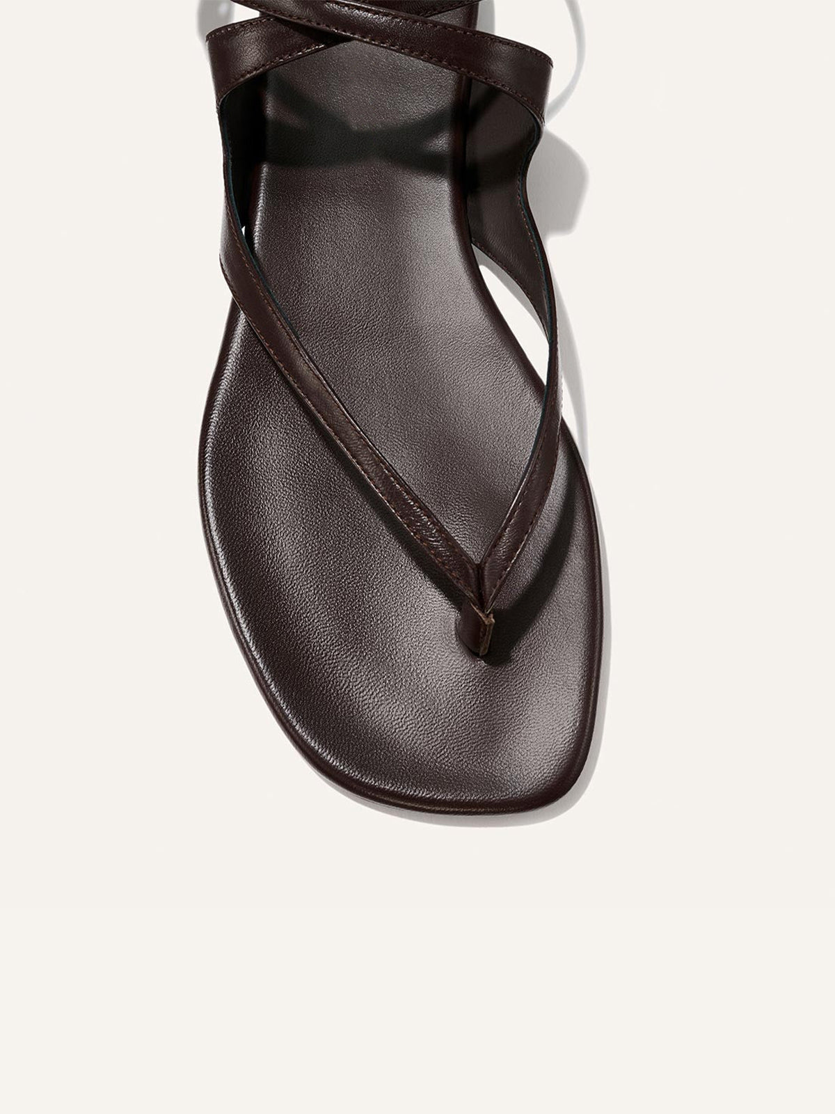 Coffee Square-Toe Strappy And Ankle Strap Chic Sandals Flats