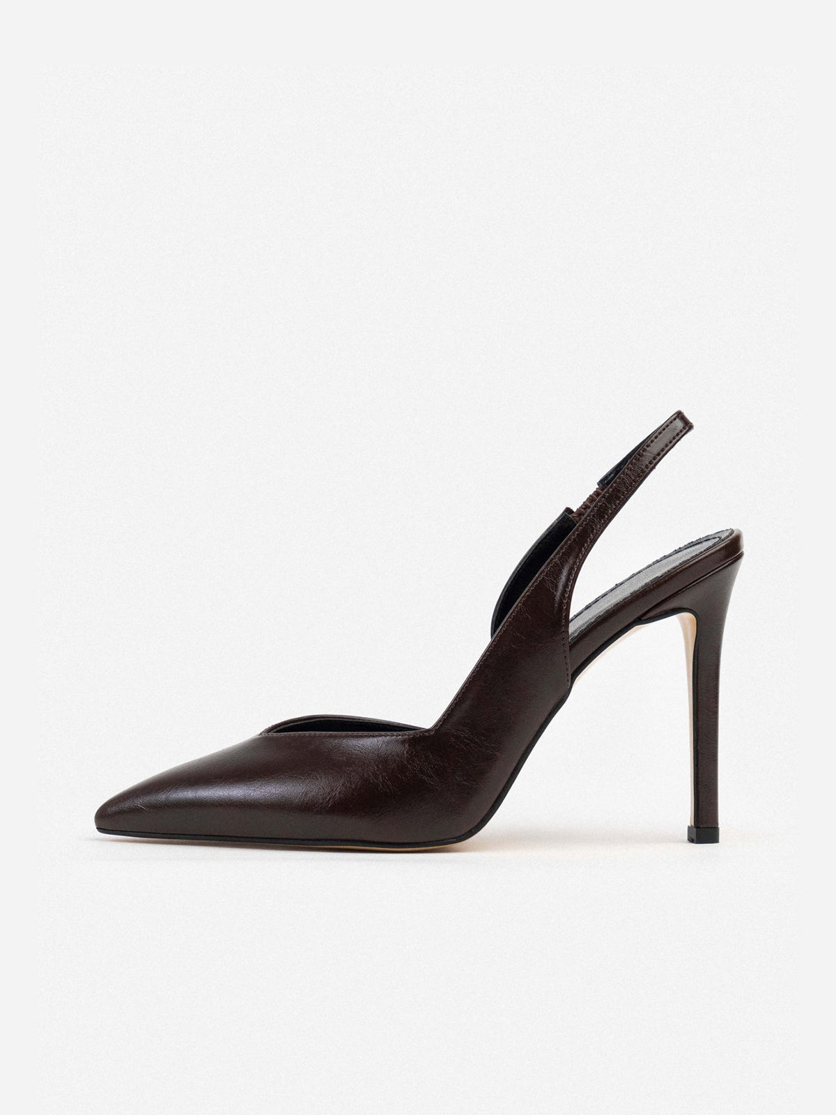 Brown Pointed-Toe Concise Slingback High Heels