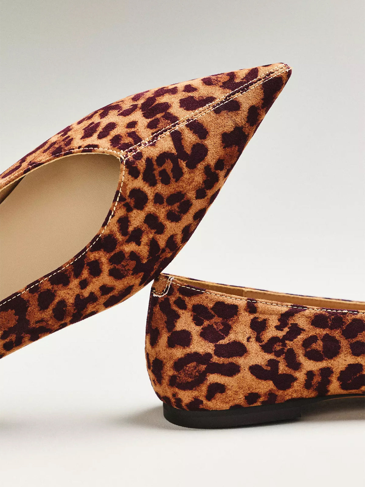 Leopard Lace Mesh Pointed-Toe Slip-On Classic Flats