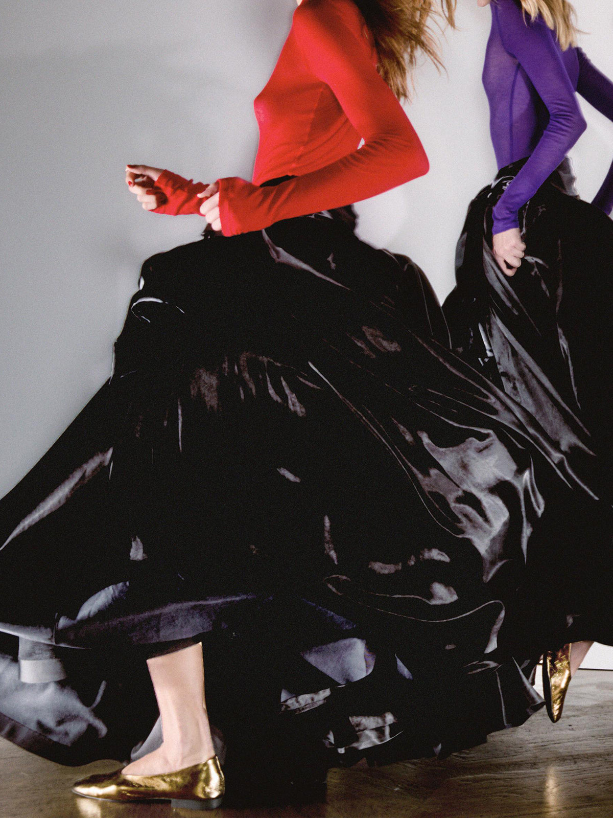 Metallic Gold Round-Toe Slip-On Ballet Flats