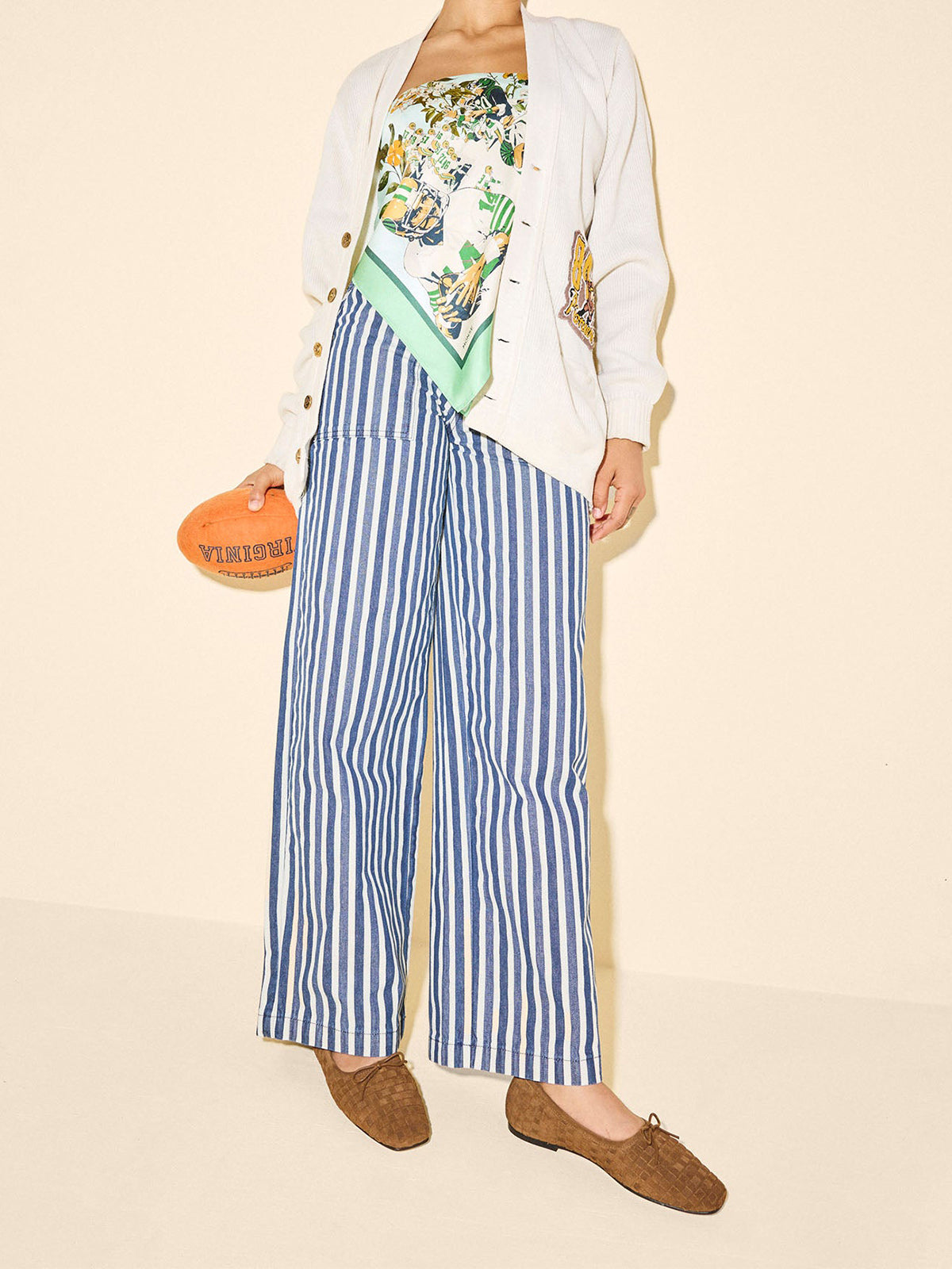 Coffee Faux Suede Woven Square-Toe Front Bow Ballet Flats