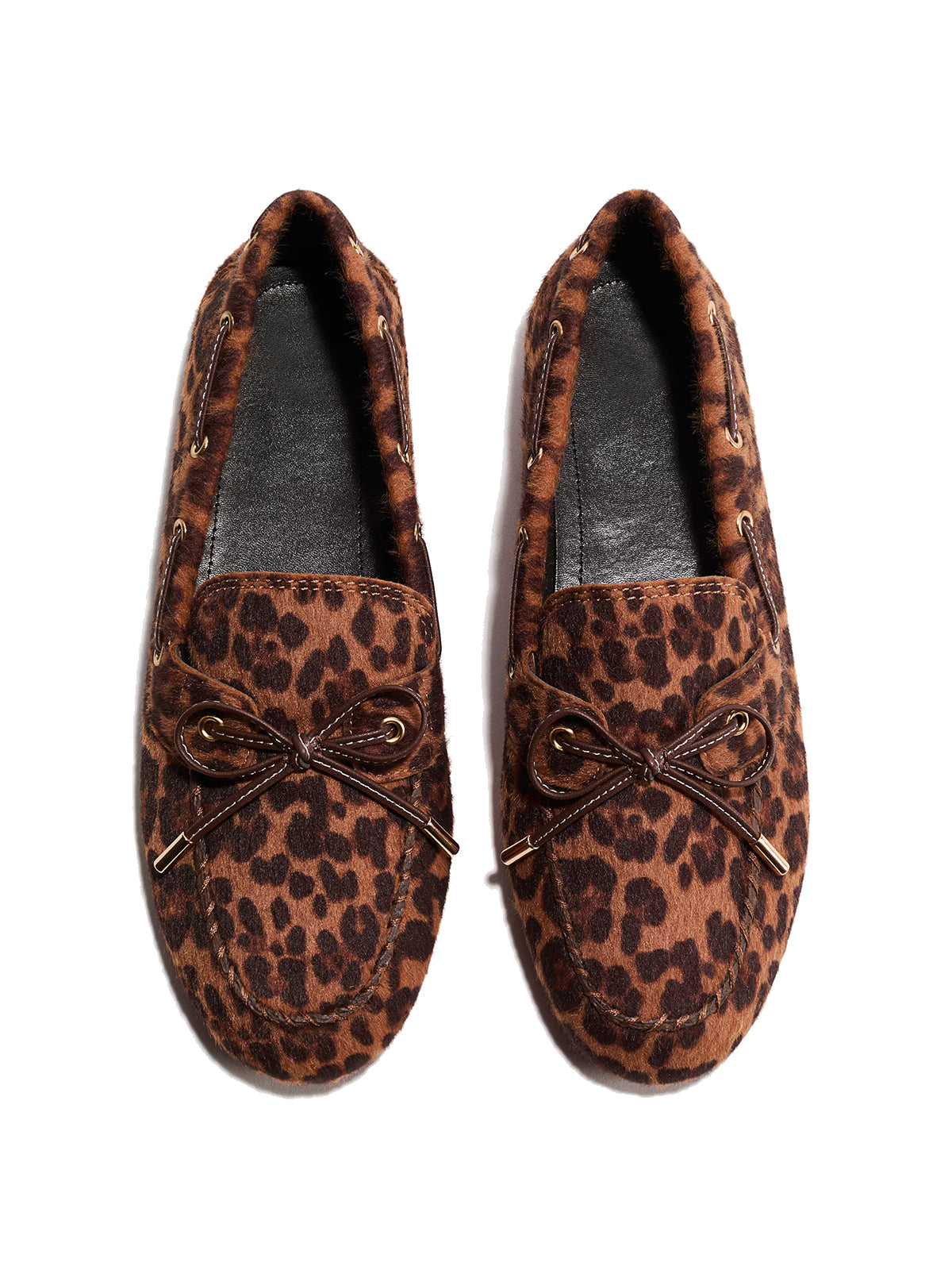 Leopard Print Round-Toe Front Chic Bow Slip-On Flats