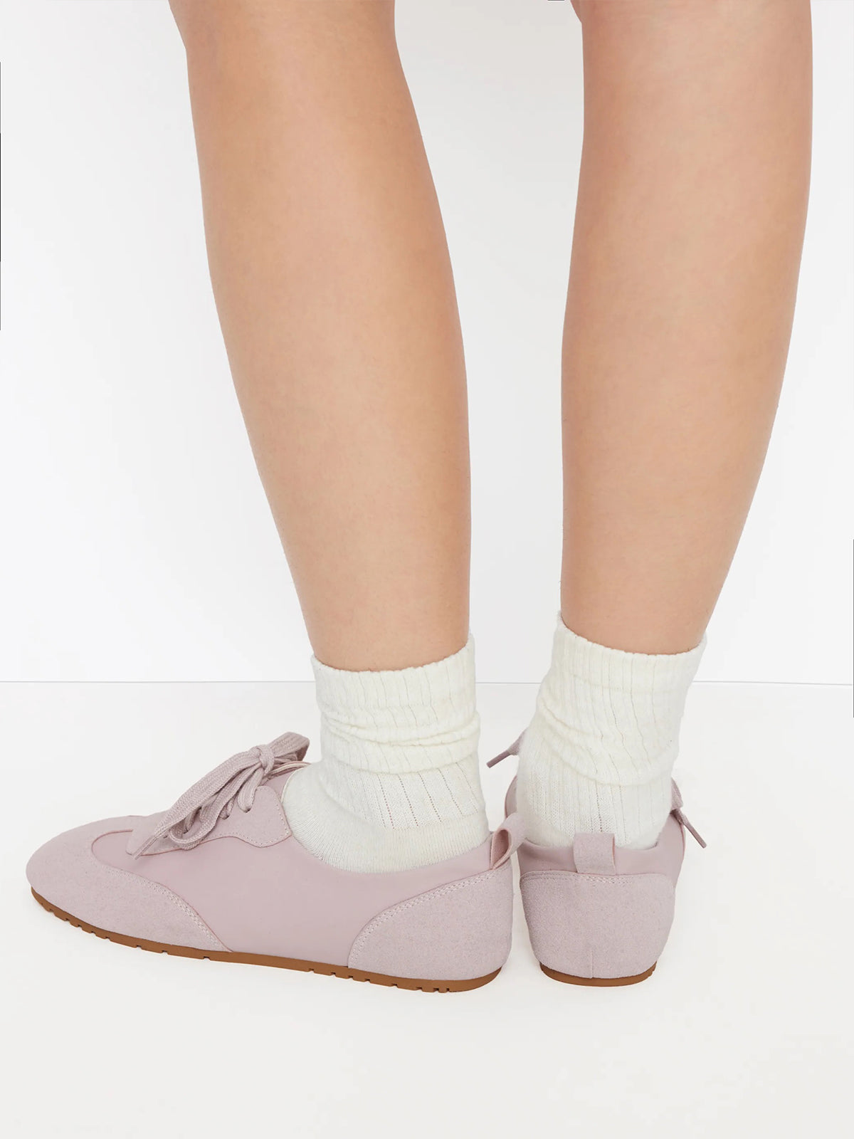 Gray Purple Cow Suede And Vegan Leather Square-Toe Lace-Up Sneakers