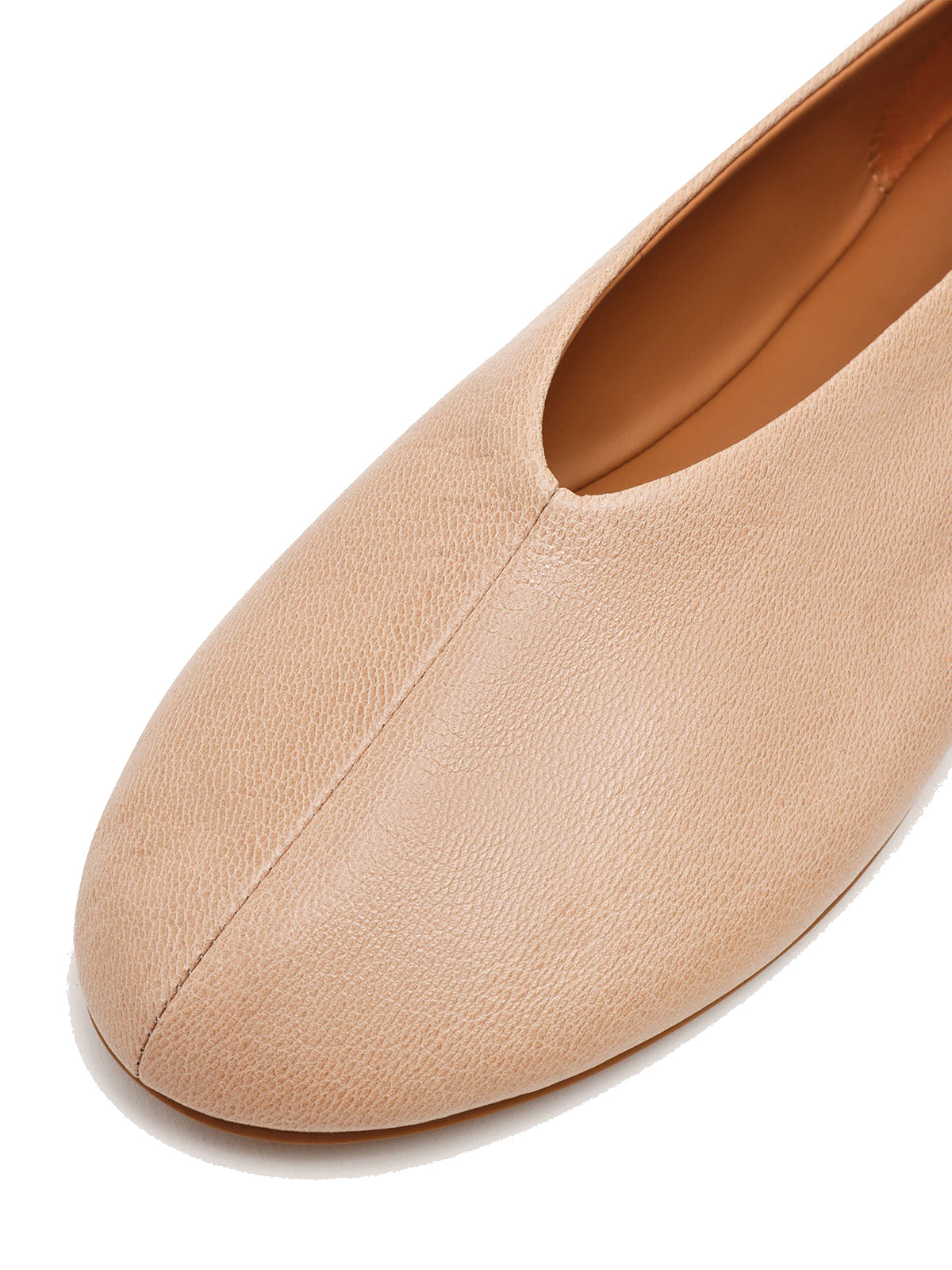 Simple Round-Toe Slip-On Ballet Flats - Nude