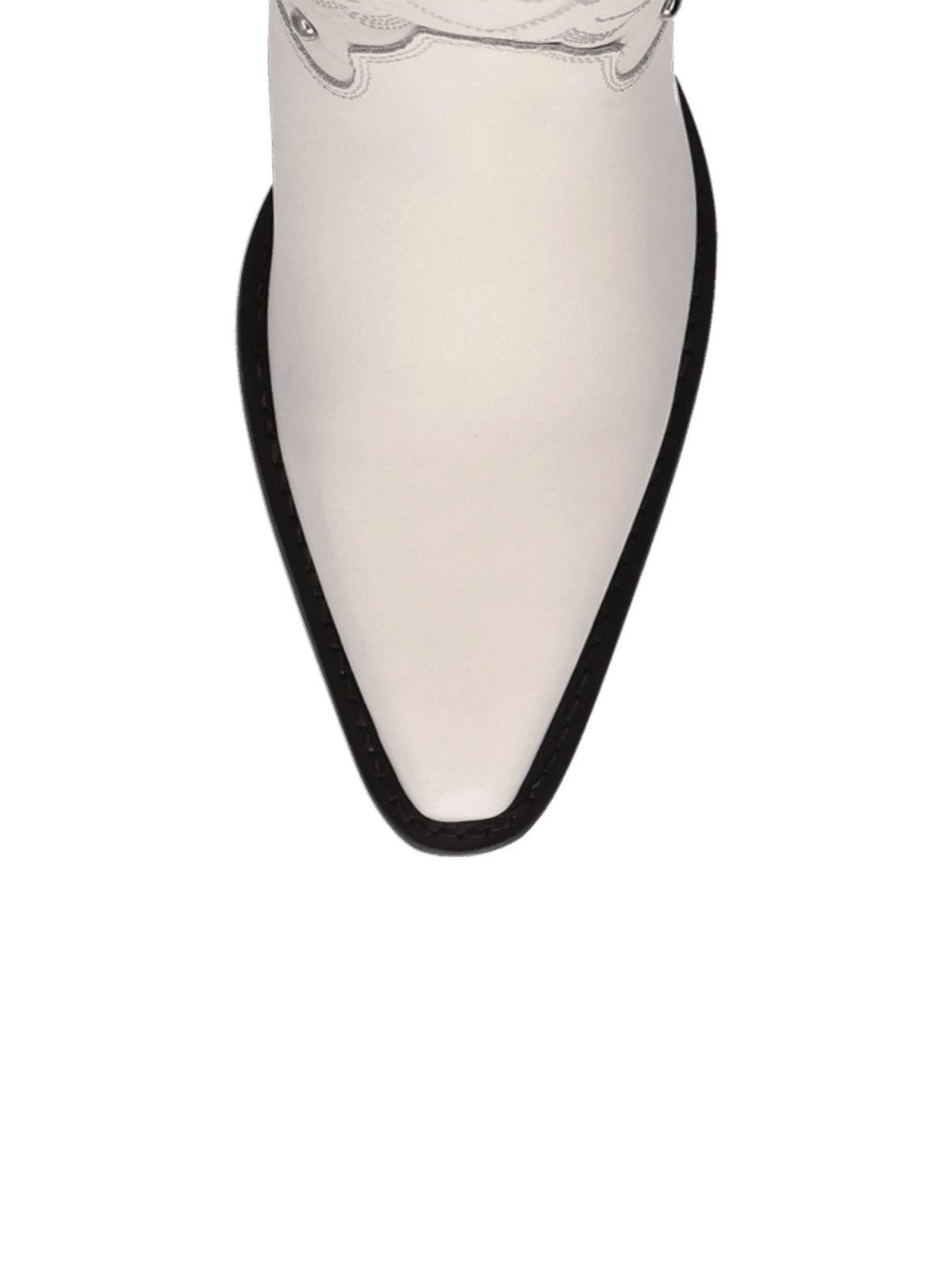 White Snip-Toe Big Bird Embroidery And Studs Wide Calf Knee High Cowgirl Boots