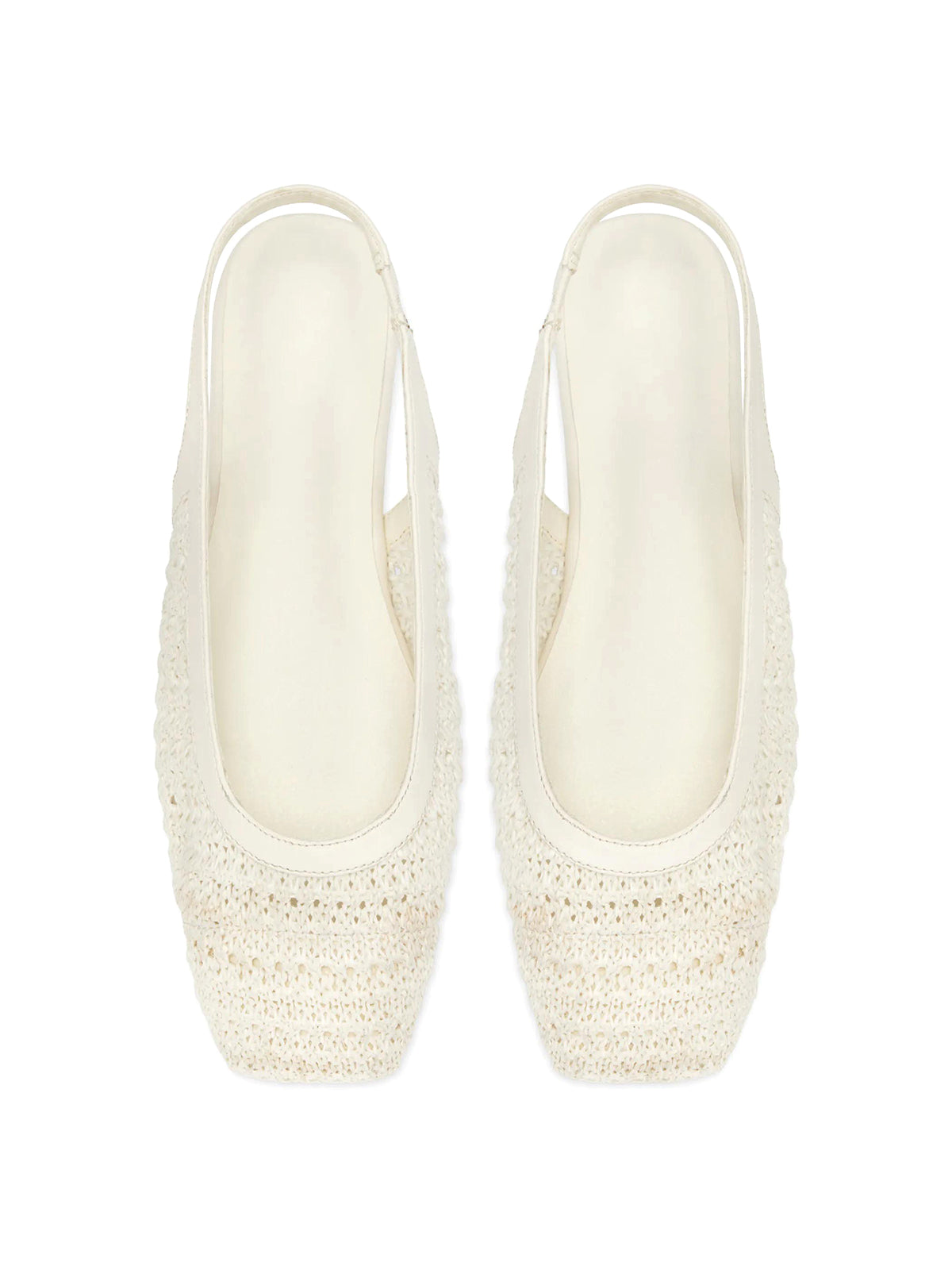 Ivory Grass Woven Square-Toe Classic Back Strap Flats