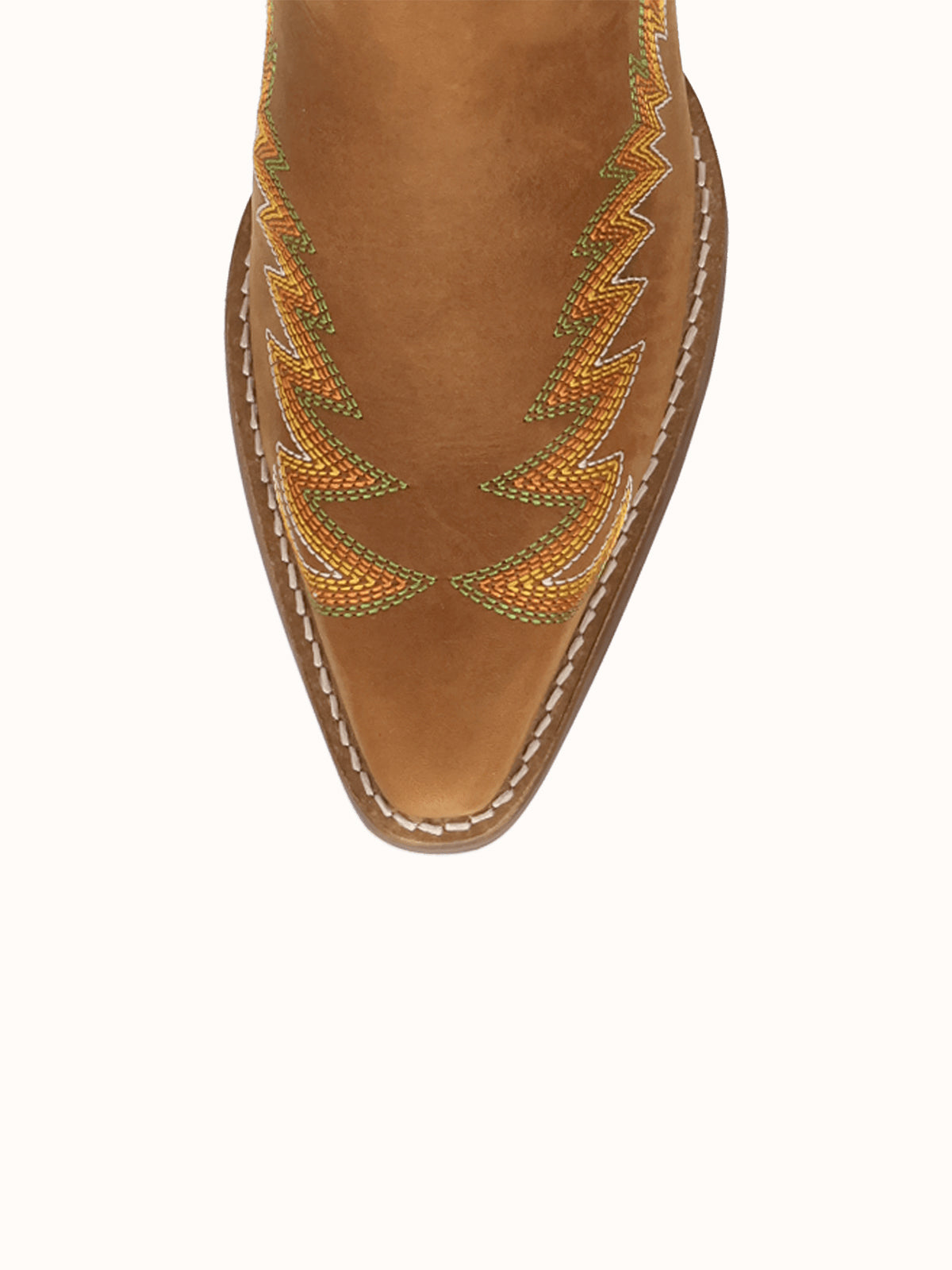 Brown Snip-Toe Chic Flame Embroidery Sleek Ankle Cowgirl Boots