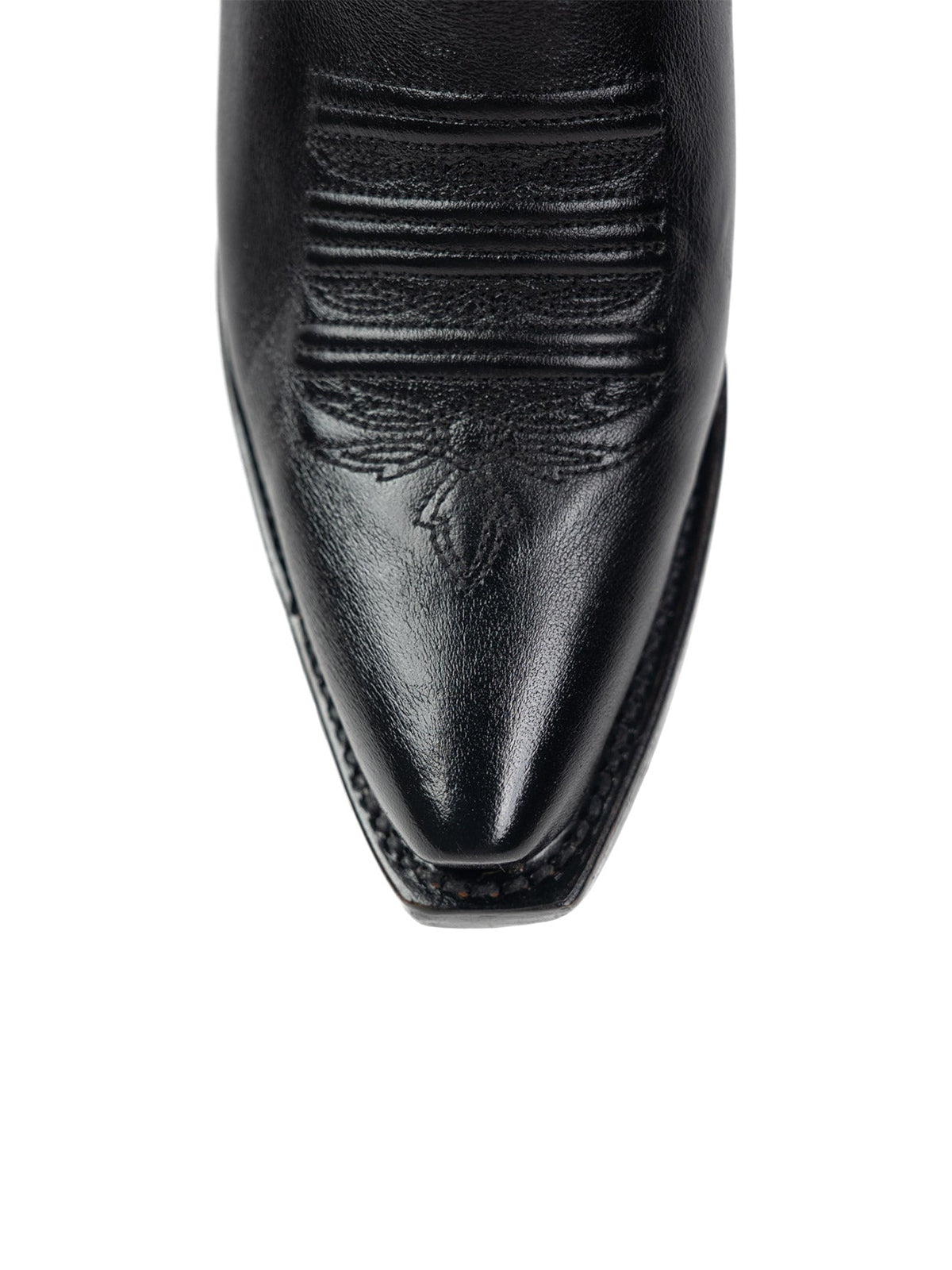 Western Snip-Toe Embroidery Half-Zip Mid Calf Cowgirl Boots - Classic Black
