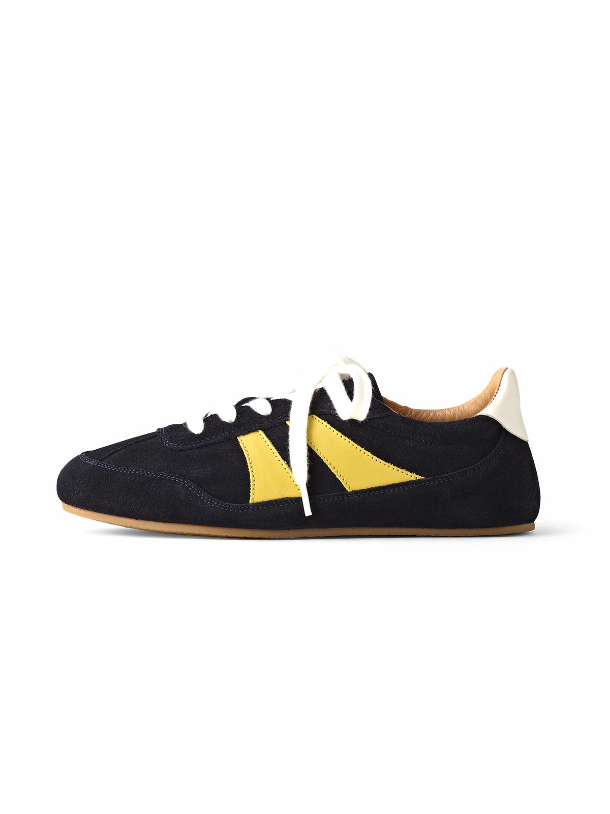 Black Cow Suede Round-Toe Classic Lace-Up Chic Sneakers