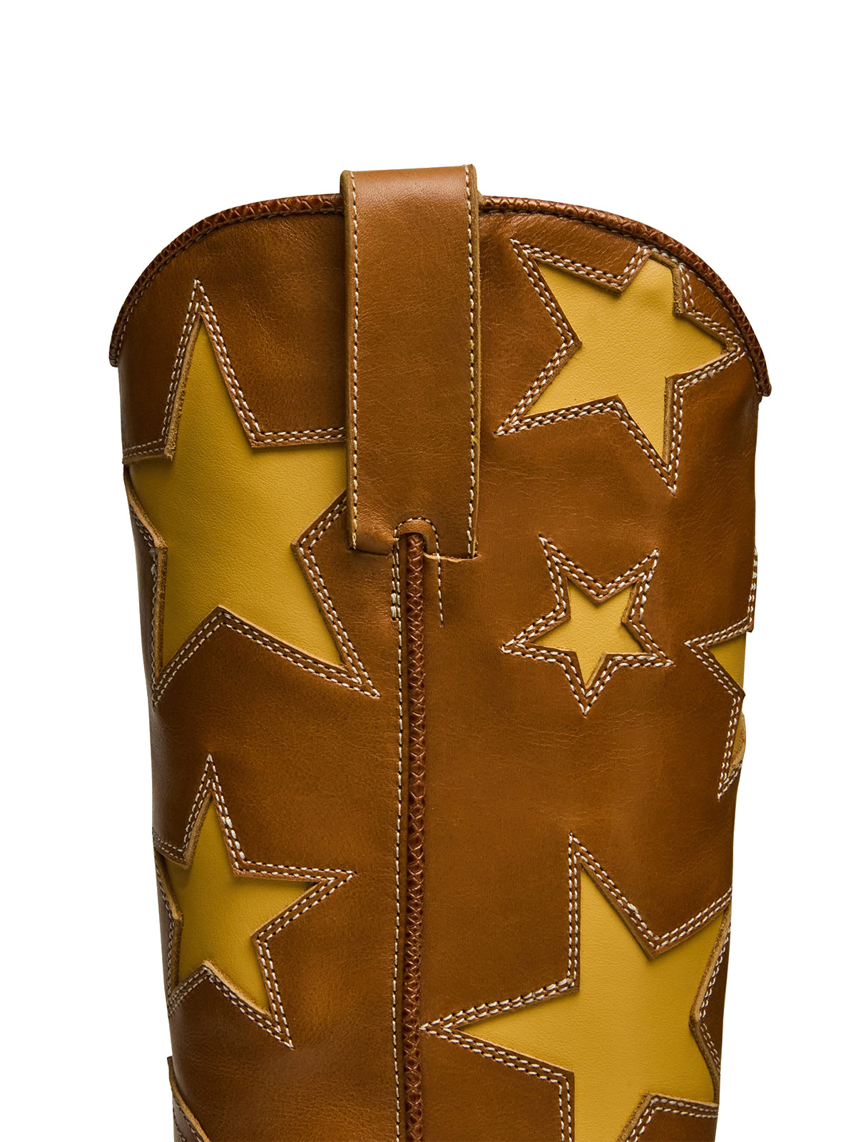 Tan Almond-Toe Strass Inlay Classic Mid Calf Cowgirl Boots