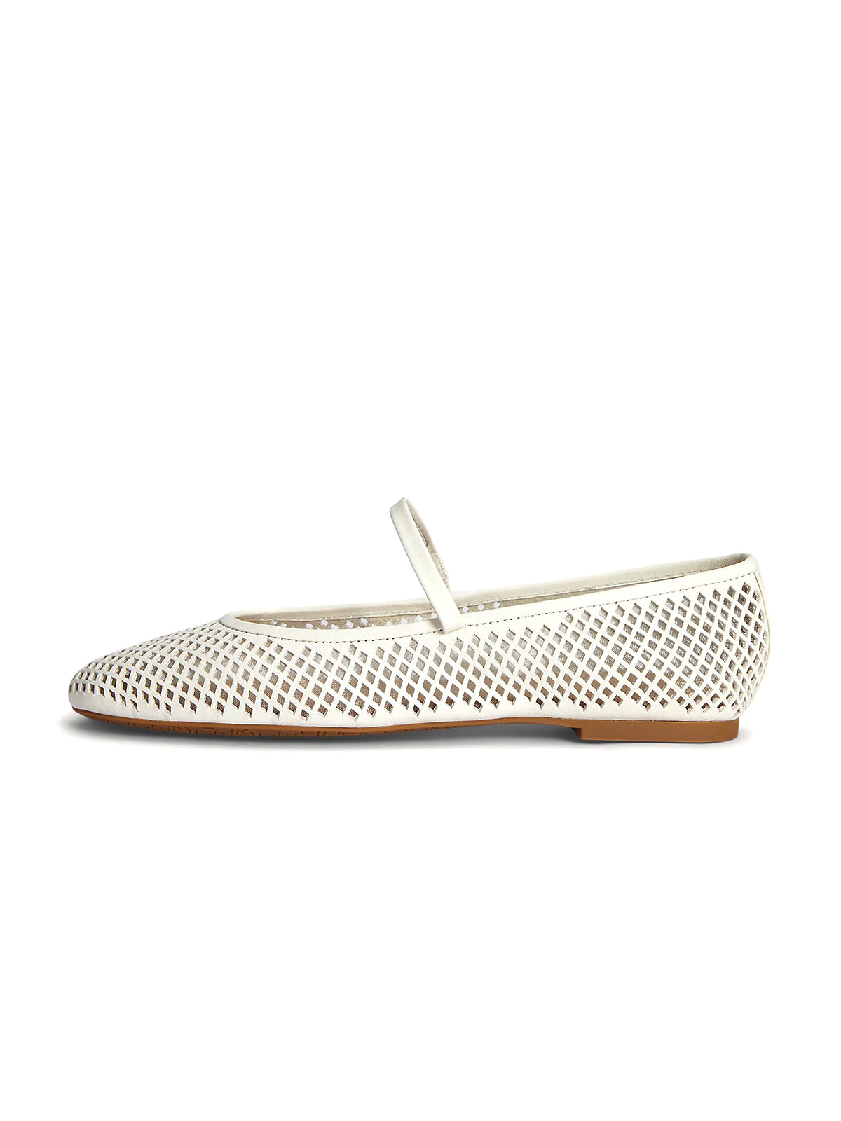 White Round-Toe Little Cutouts And Mary Jane Ballet Flats