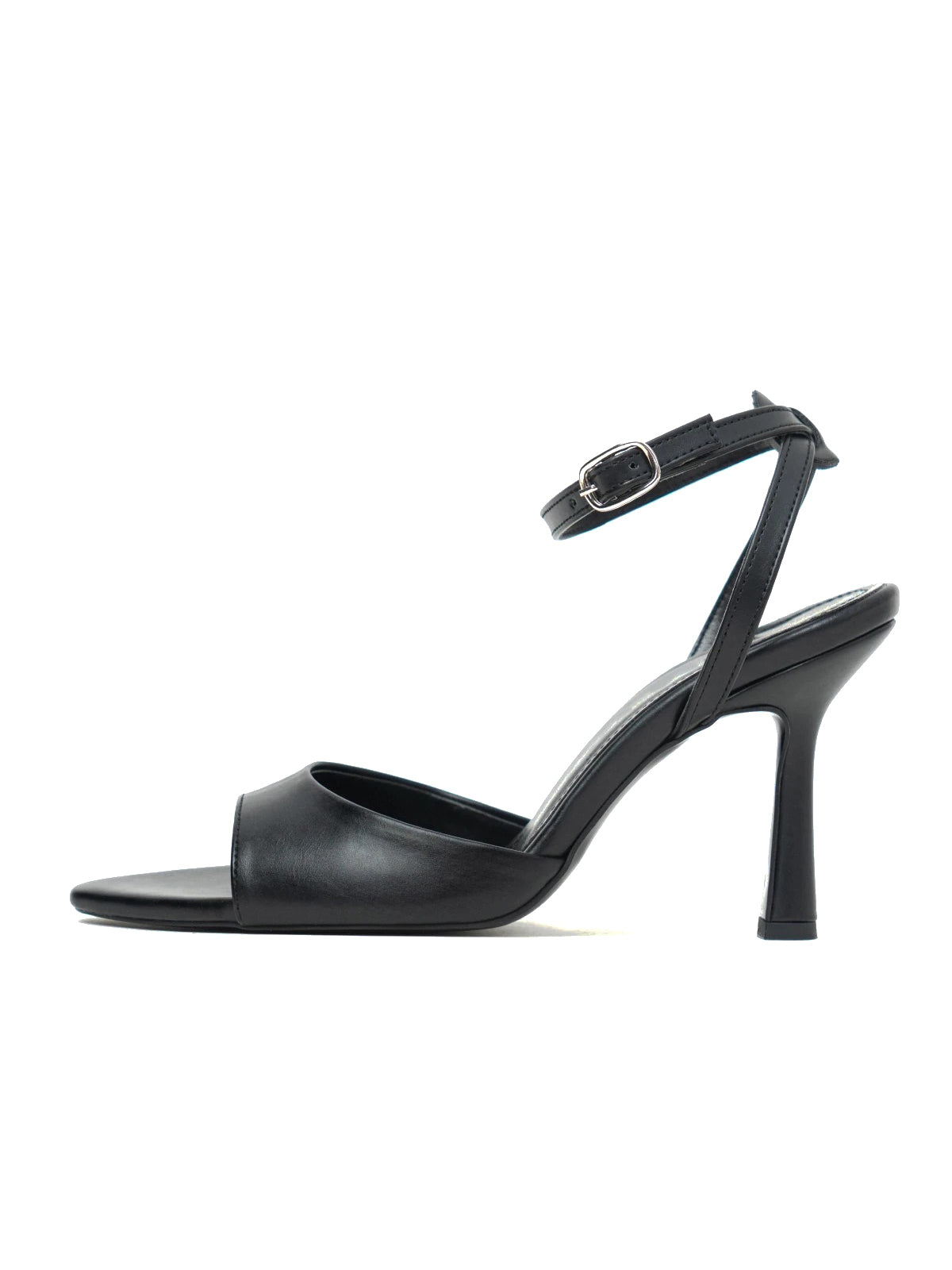 Black Peep Pointed-Toe Chic Slingback And Ankle Strap High Heels