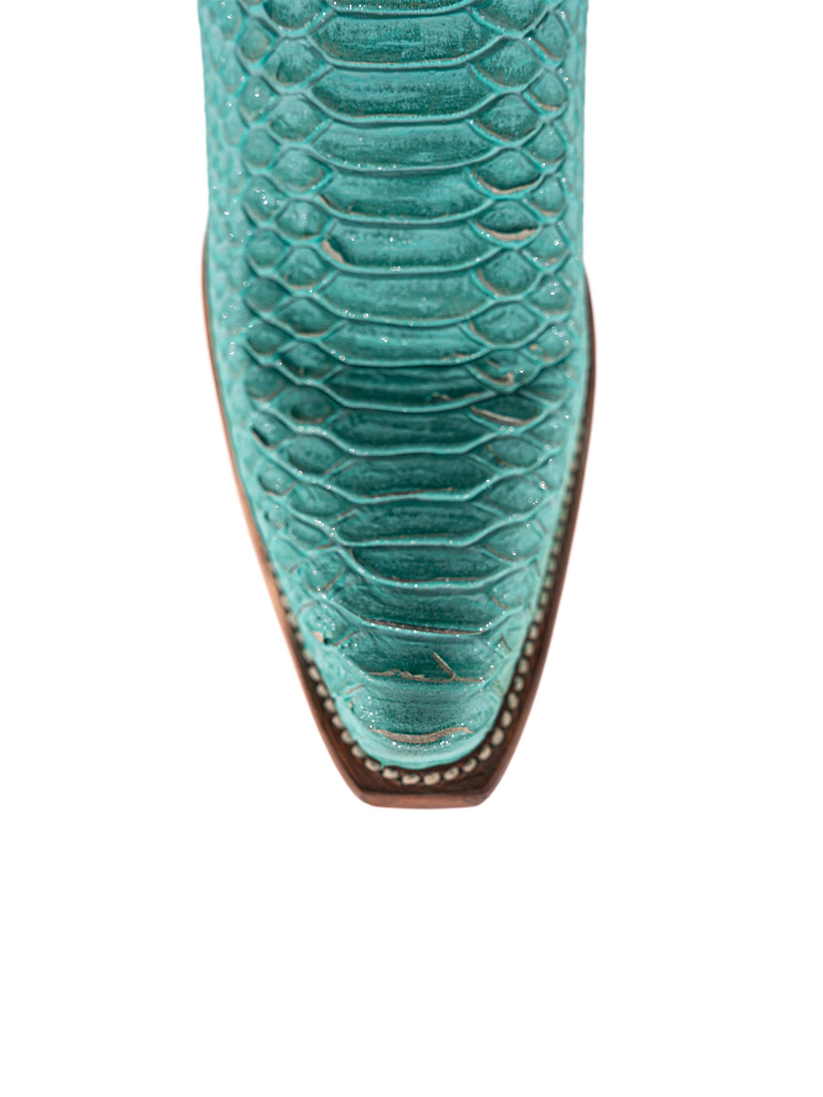 Turquoise Snakeskin Print Snip-Toe Half-Zip Knee High Cowgirl Boots