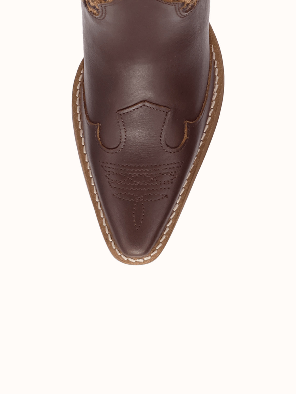 Chocolate And Leopard Pattern Snip-Toe Sleek Ankle Cowgirl Boots