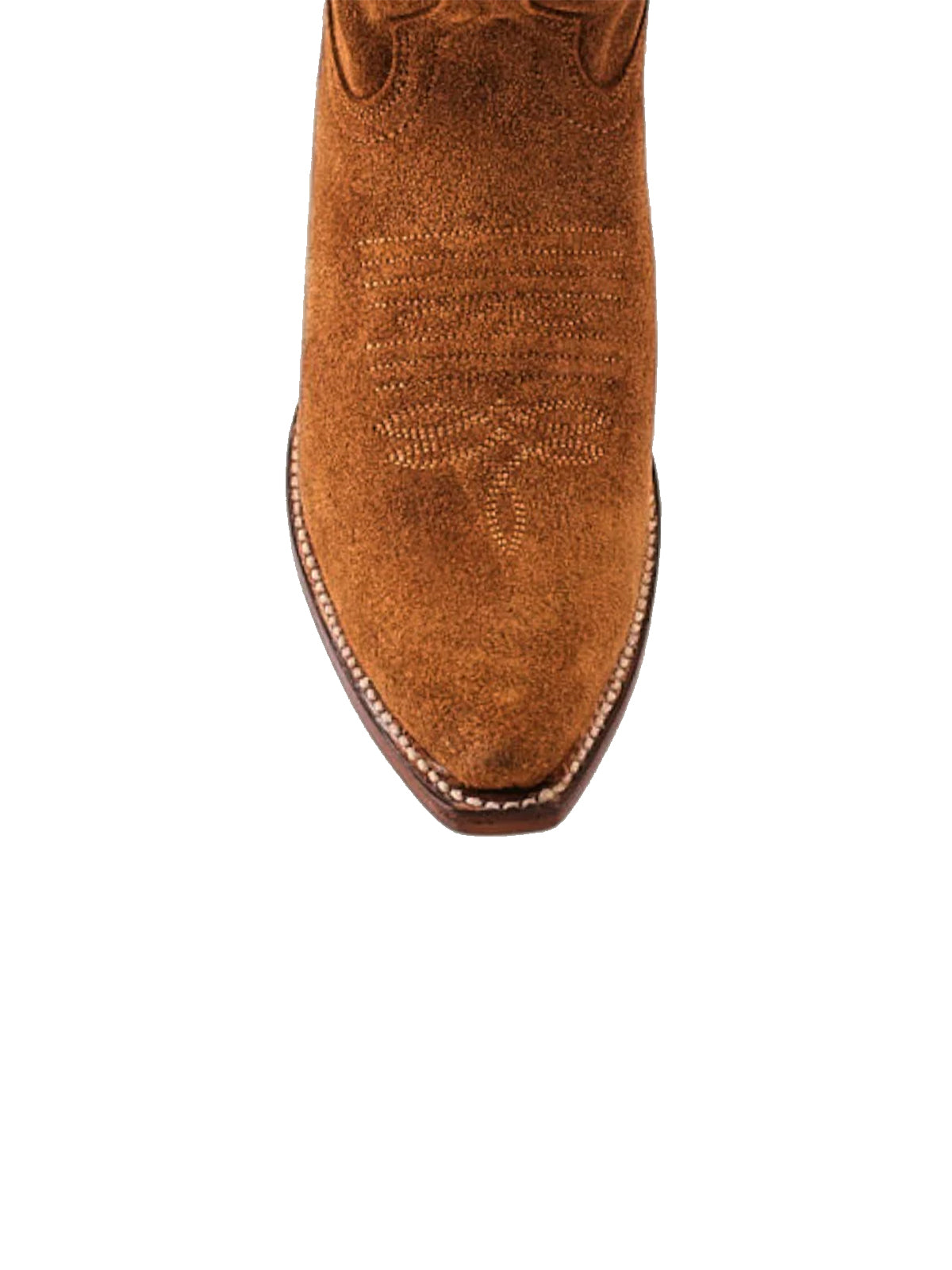 Tall Knee High Snip-Toe Embroidery Wide Calf Cowgirl Boots - Caramel Faux Suede