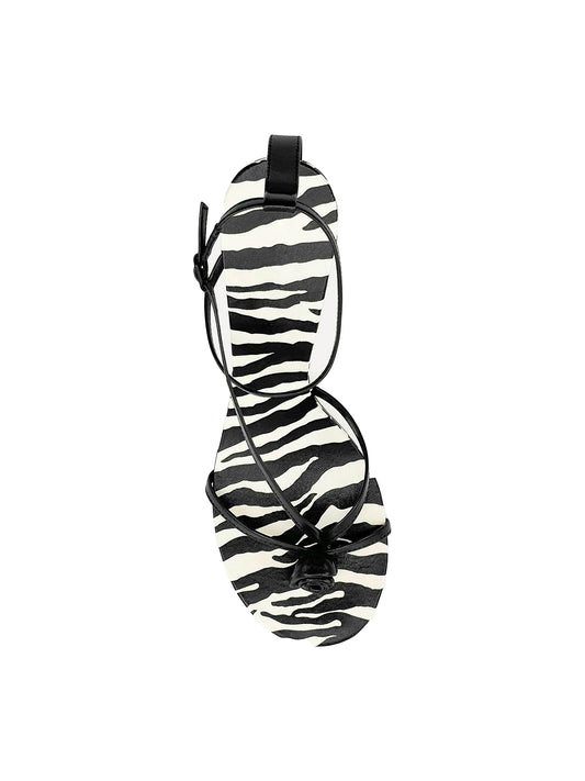 Black Round-Toe Front Rose Strappy High Heels