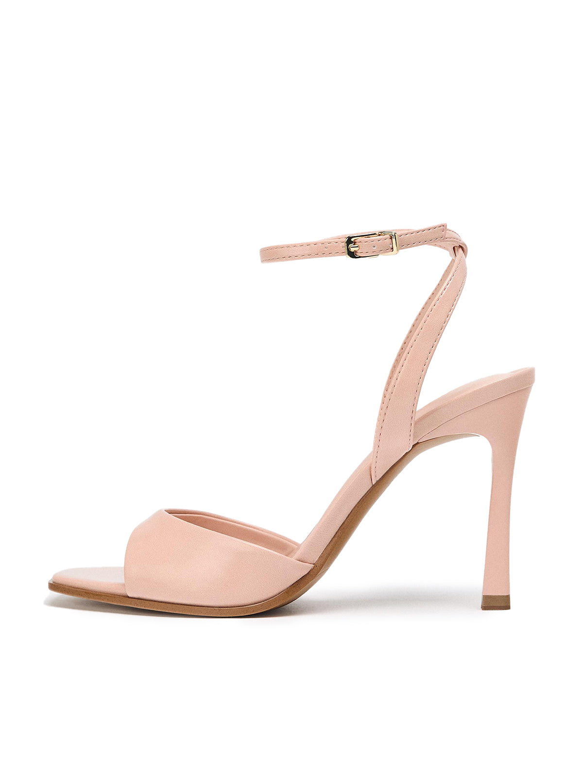 Ankle Strap Square-Toe Slingback High Heels - Pink