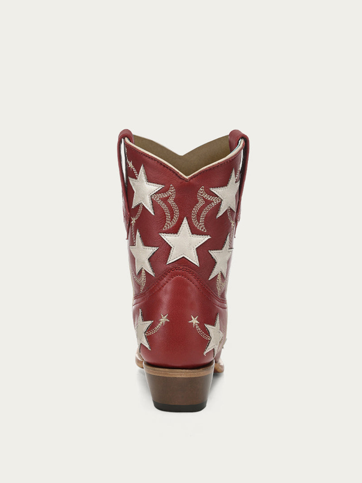 Red Snip-Toe Star Inlay With Embroidery Ankle Cowgirl Boots