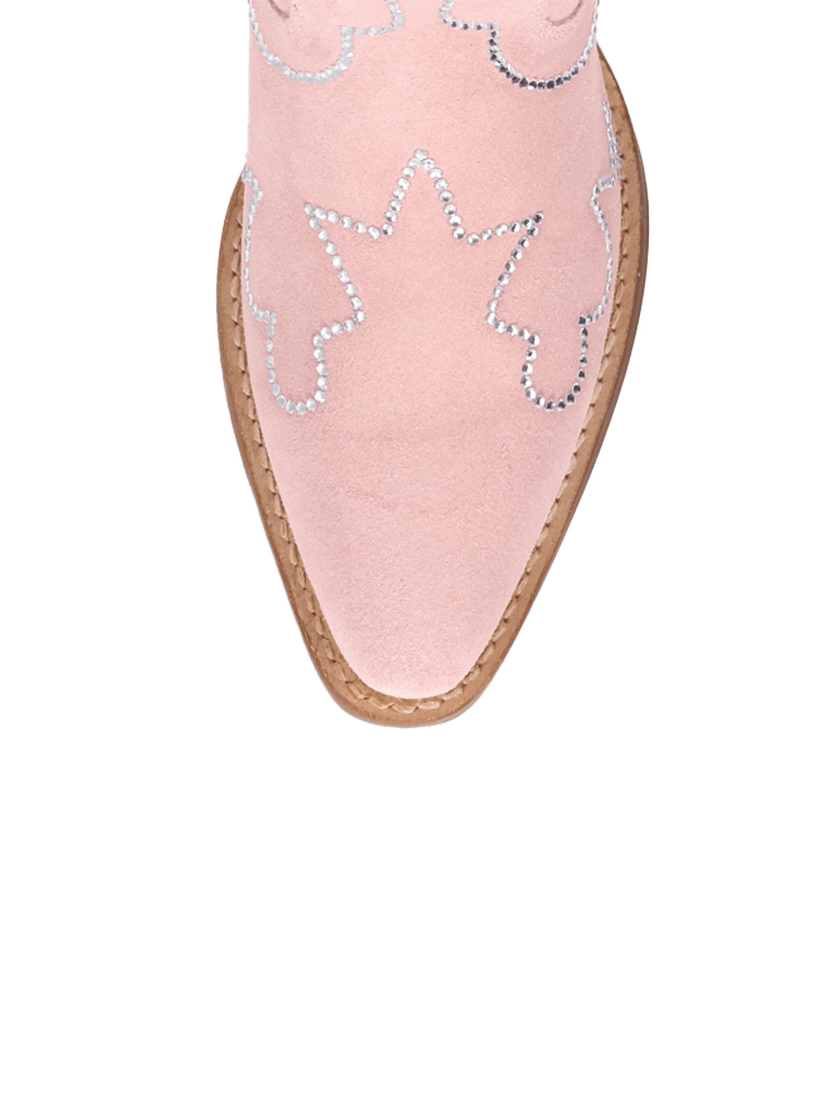 Pink Faux Suede Snip-Toe Western Embroidery With Rhinestones Ankle Cowgirl Boots