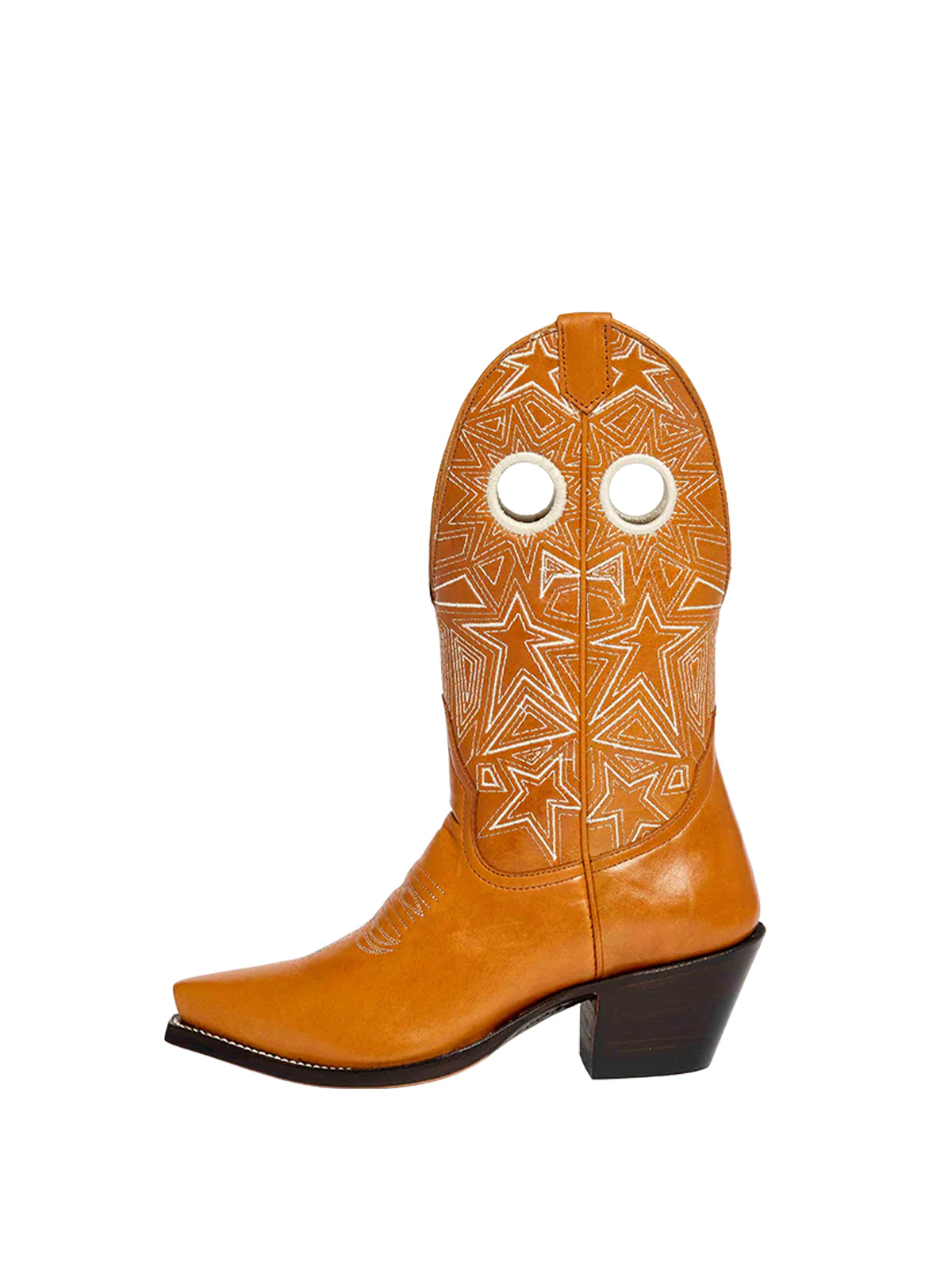 Sienna Snip-Toe Cut-Out Stars Stitch Mid Calf Cowgirl Boots