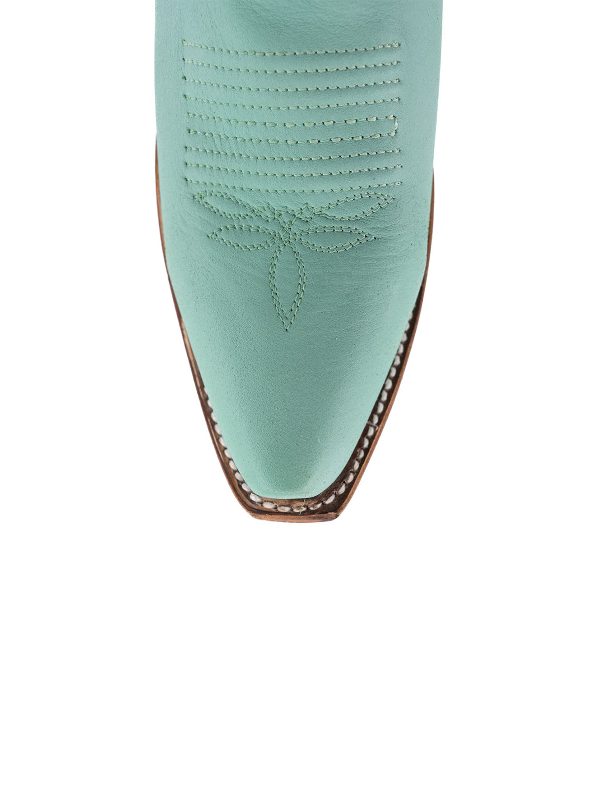 Snip-Toe Embroidery Half-Zip Tall Knee High Cowgirl Boots For Woman - Turquoise