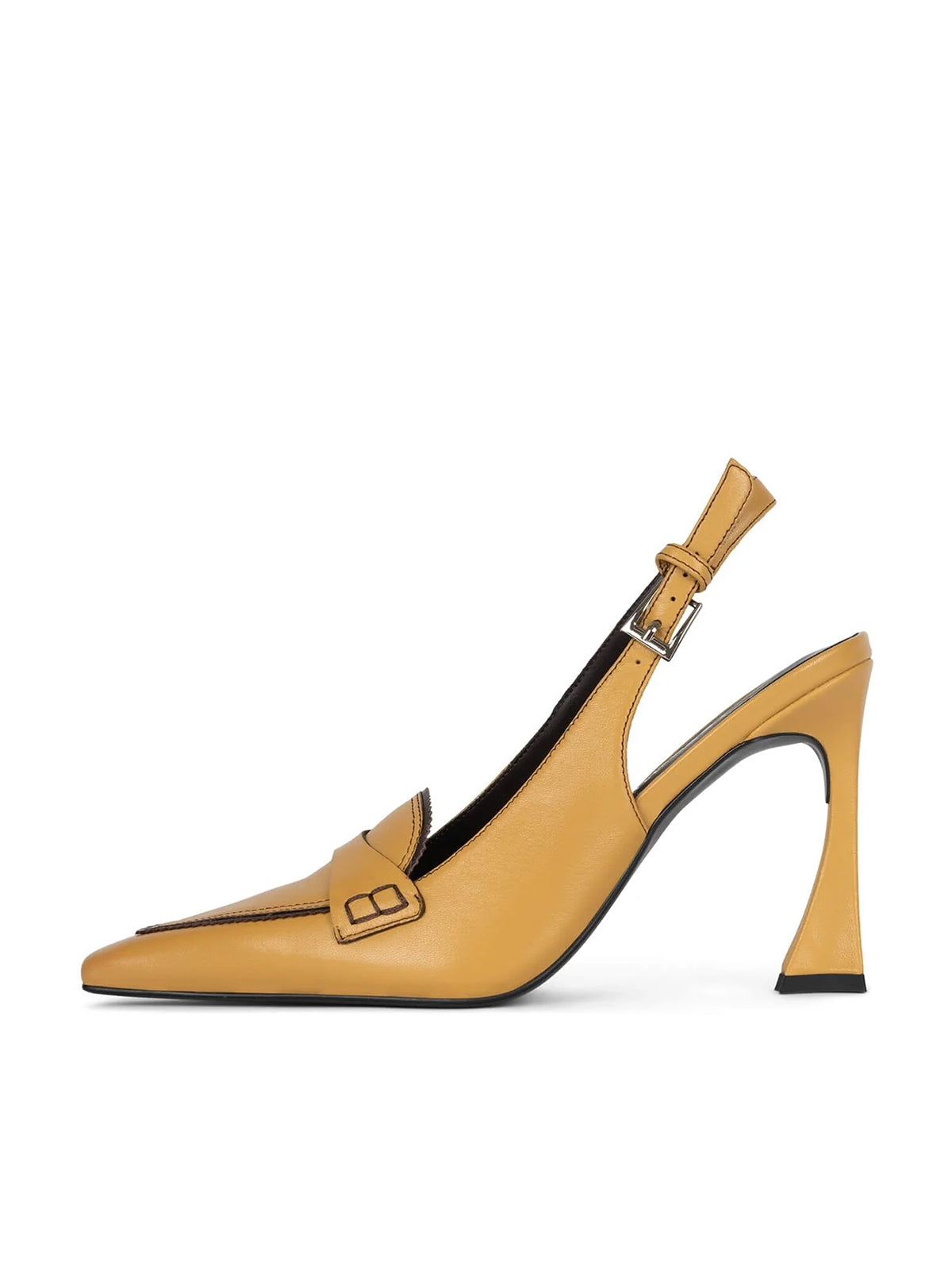 Yellow Vegan Leather Pointed-Toe Slingback High Heels Pumps