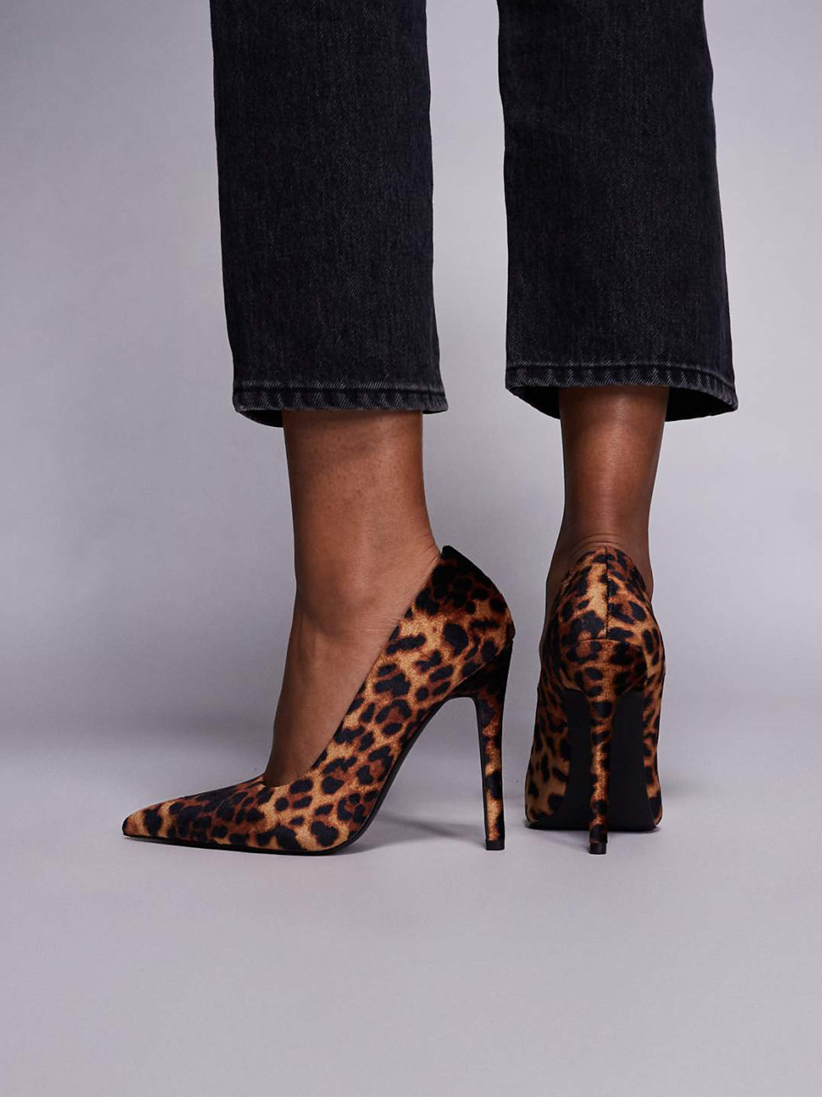 Leopard Faux Suede Pointed-Toe Classic Backless High Heels