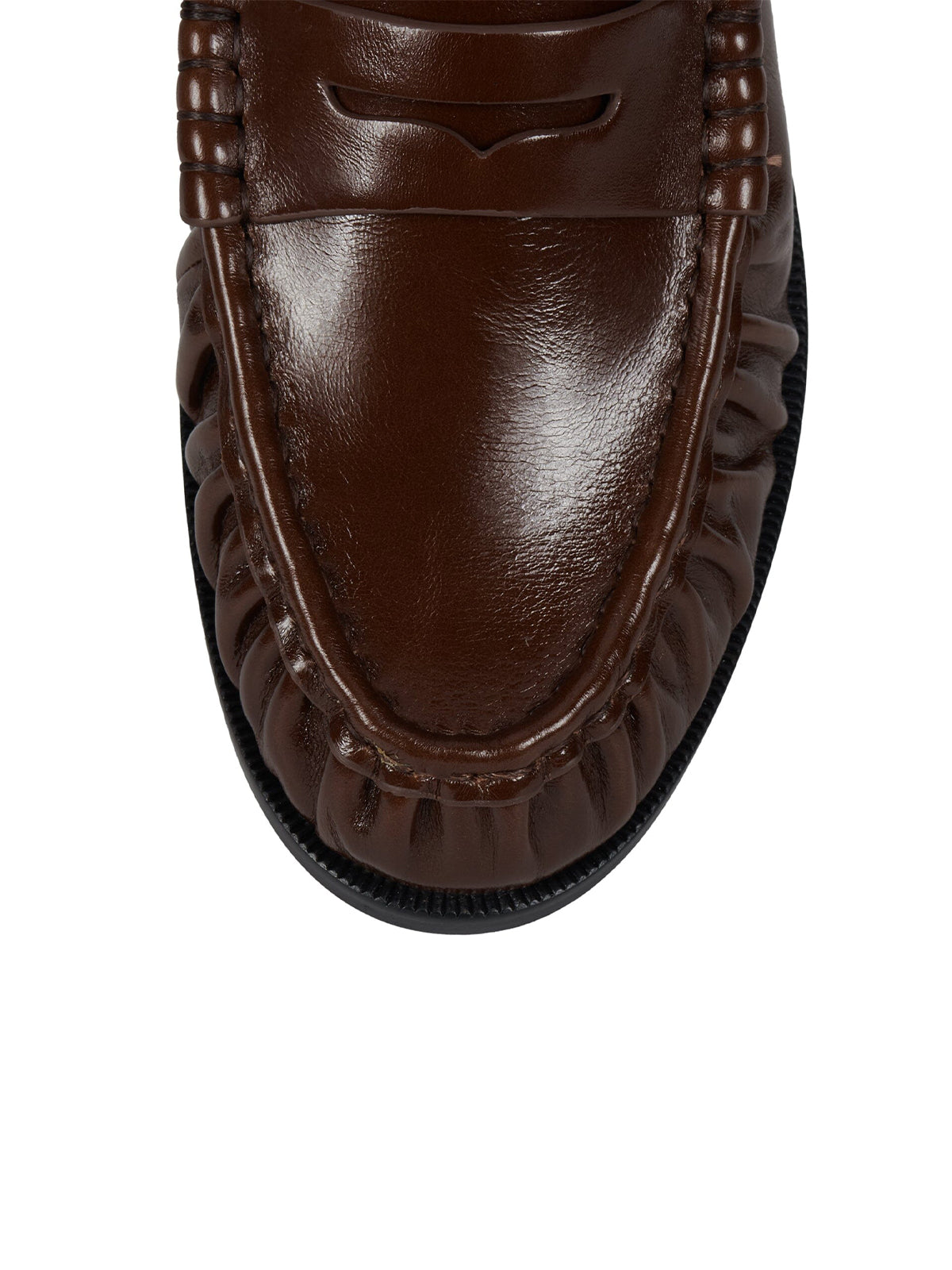 Round-Toe Backless Slip-On Loafer Mule Flats - Brown