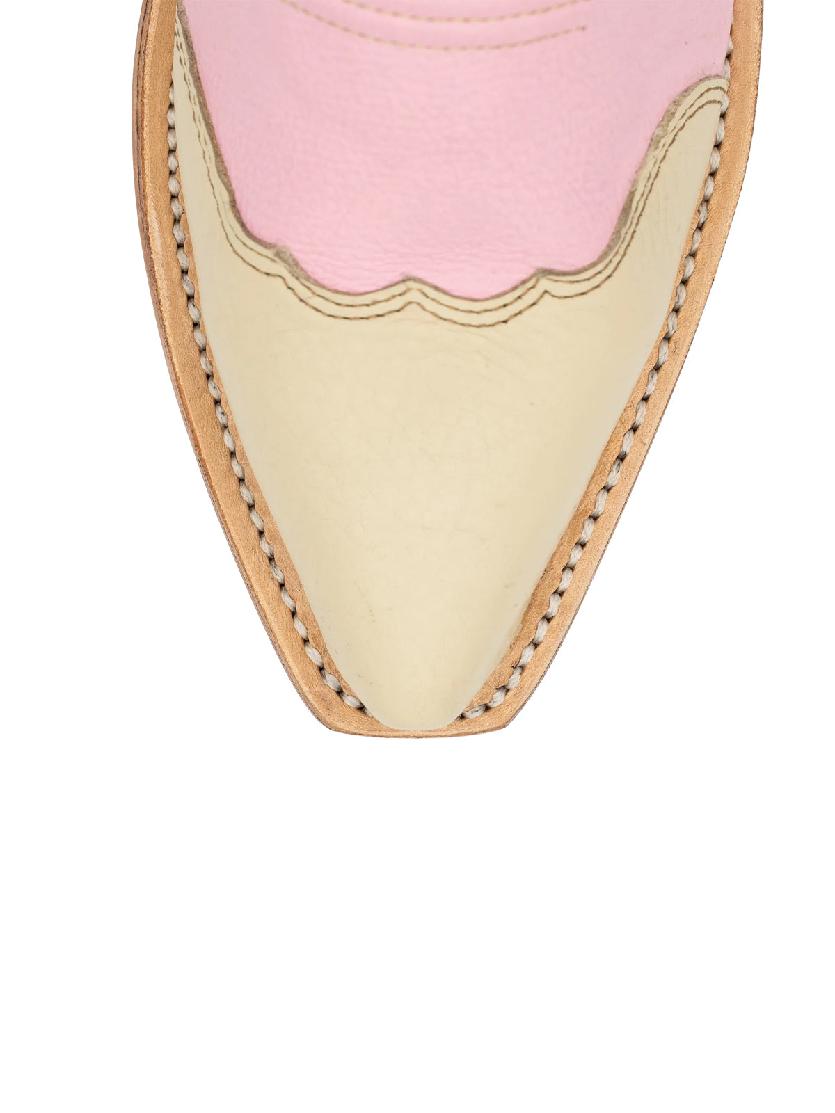 Contrast White And Yellow Snip-Toe Classic Embroidery Mid Calf Cowgirl Boots