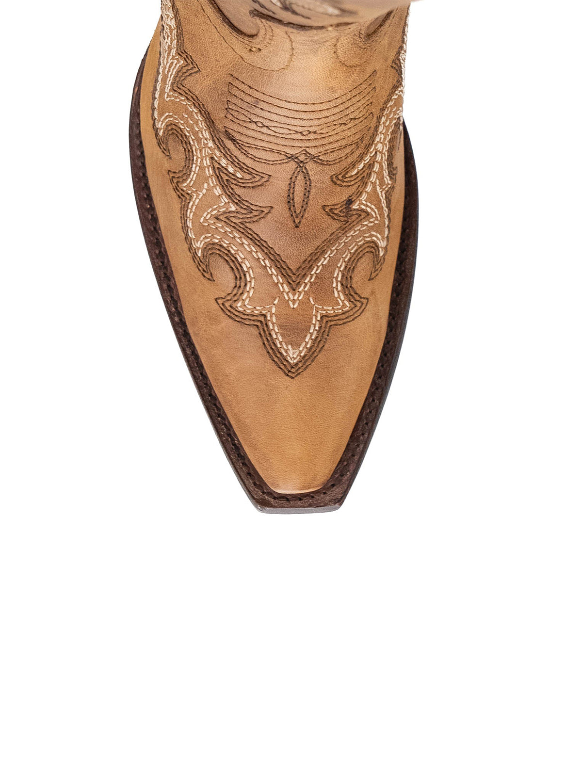 Snip-Toe Chic Embroidery Half-Zip Knee High Cowgirl Boots For Woman - Distressed Tan