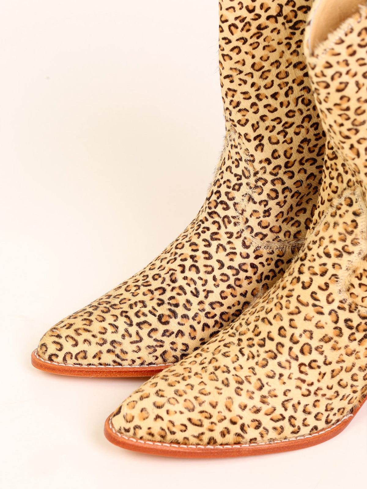 Light Leopard Print Round-Toe Back Full-Zip Simple Cowgirl Boots