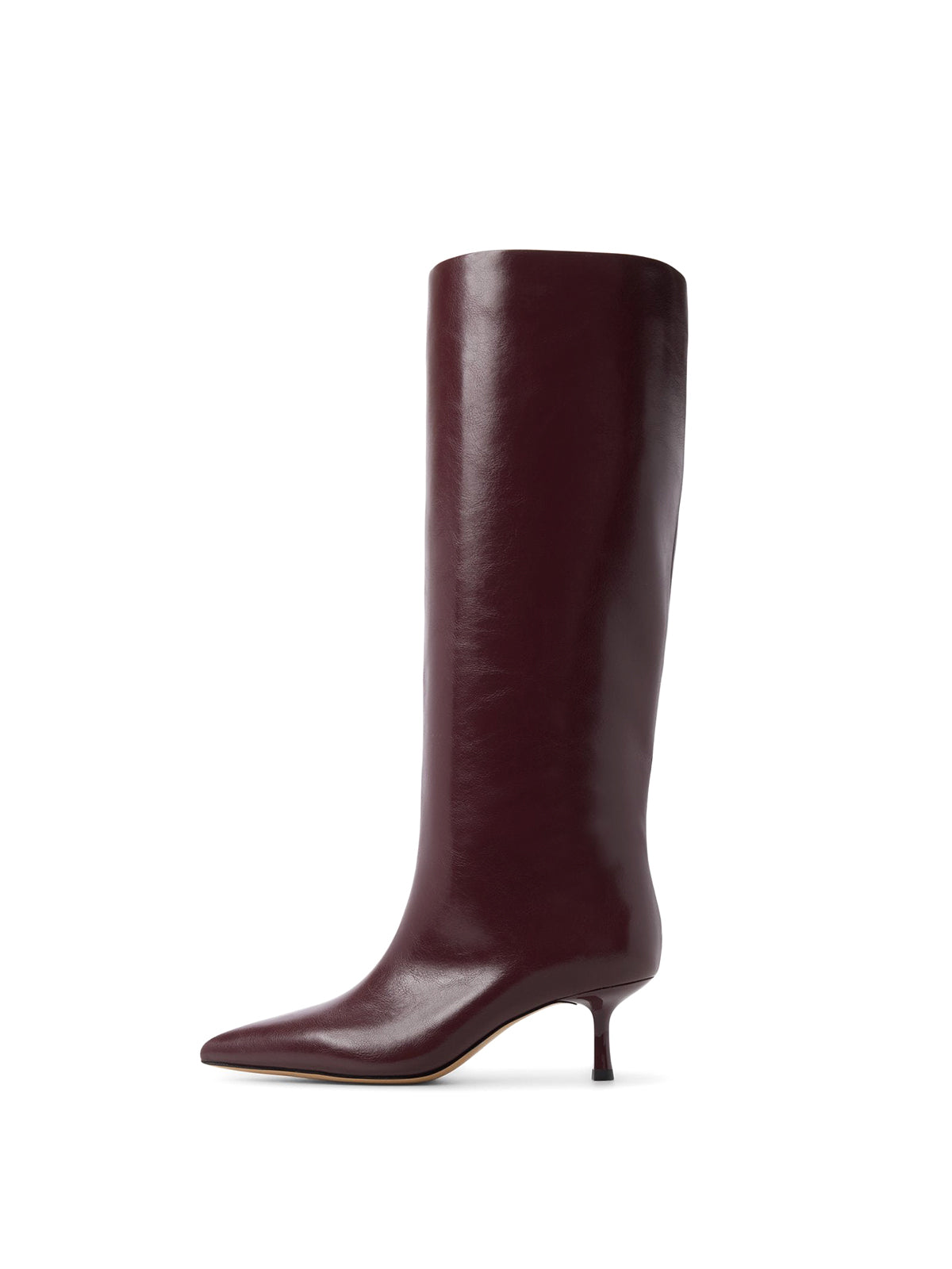 Black Pointed-Toe Sleek Wide Calf Knee High Stiletto Boots