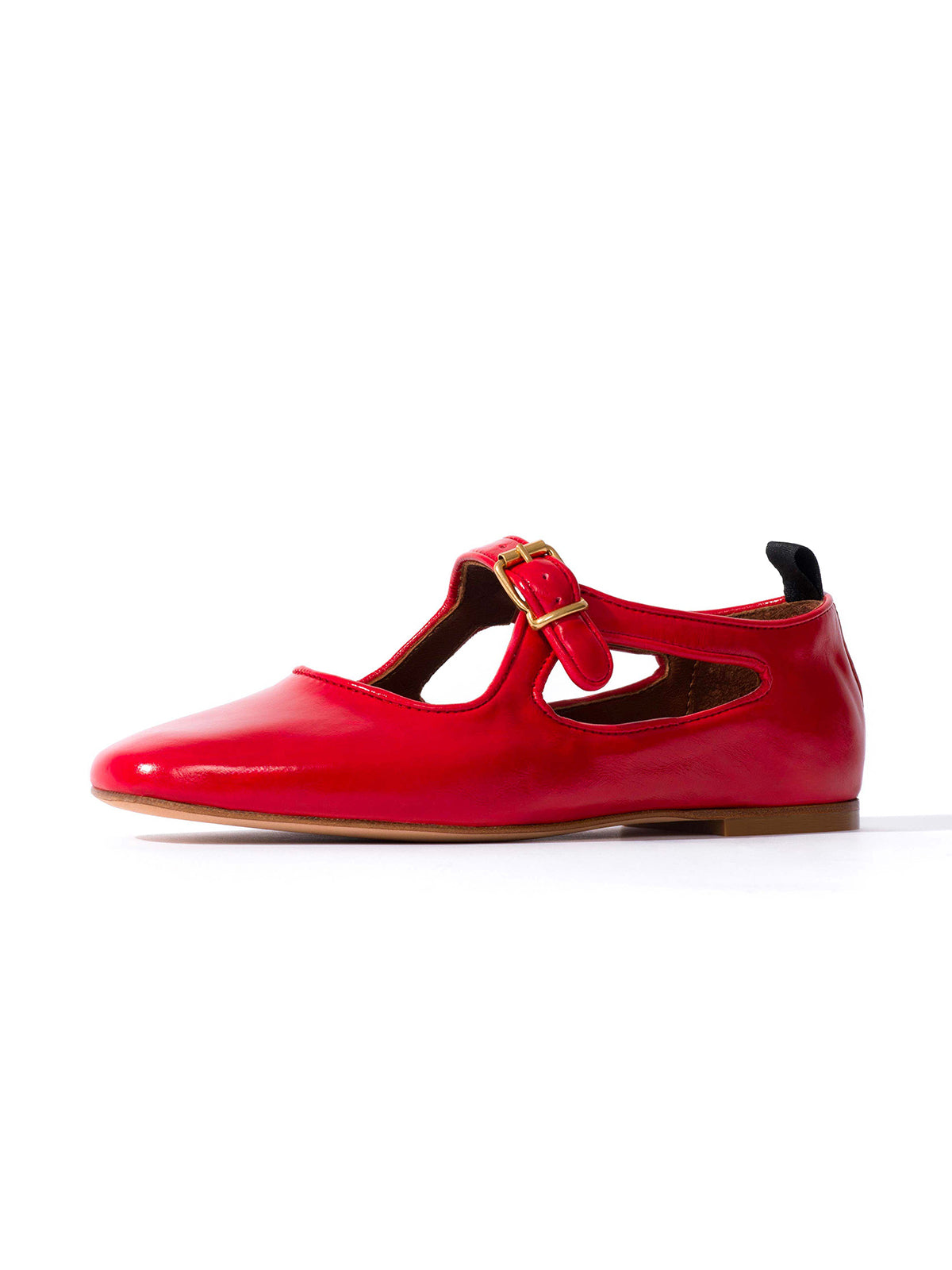 Square-Toe Buckle Strap Chic Flats - Orange