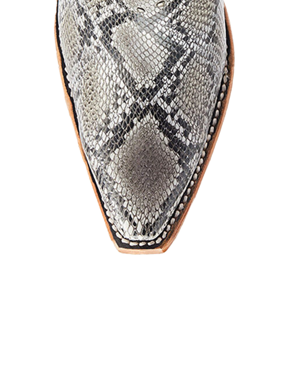 Natural Snake Snip-Toe Studded Cowgirl Short Ankle Western Boots