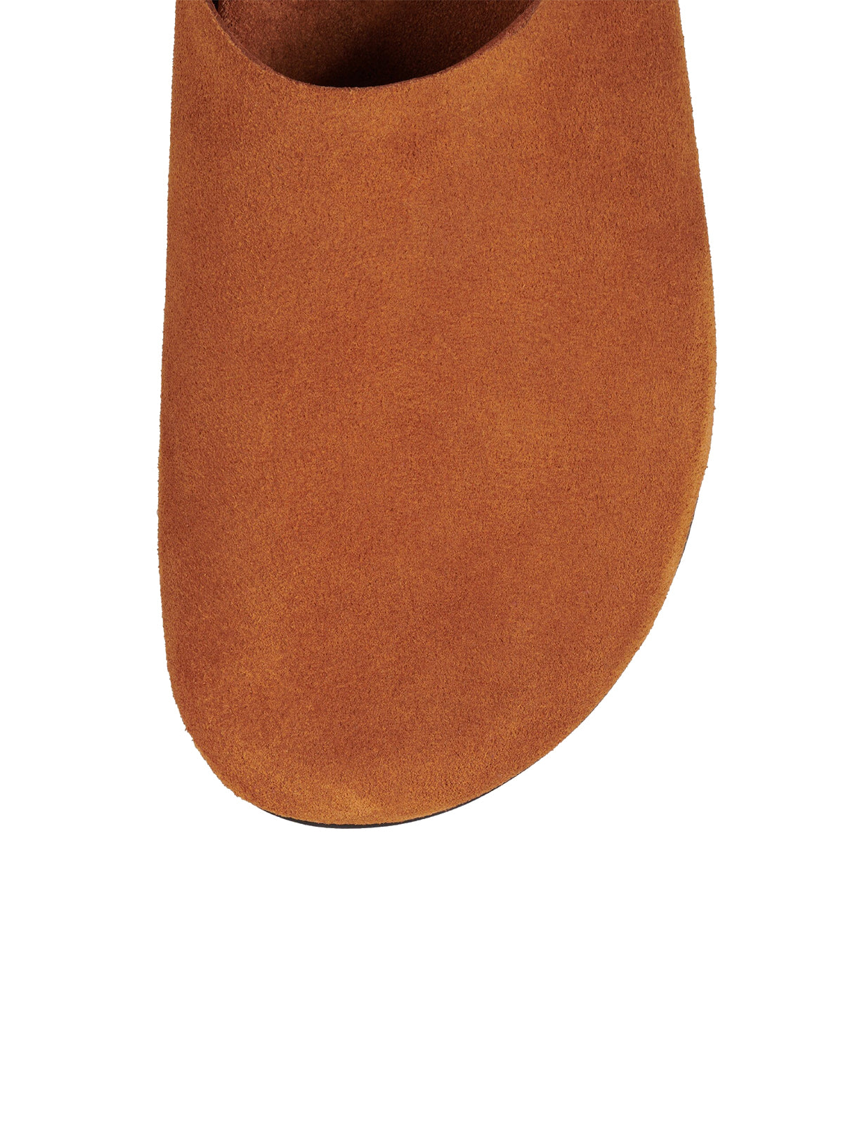 Dark Tan Faux Suede Square-Toe Slip-On Simple Backless Flats