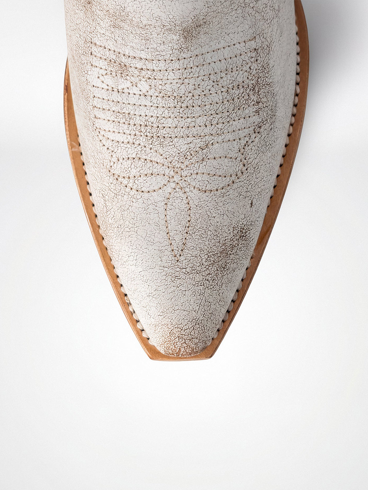 Distressed White Snip-Toe Stylish Embroidery Wide Calf Knee High Cowgirl Boots