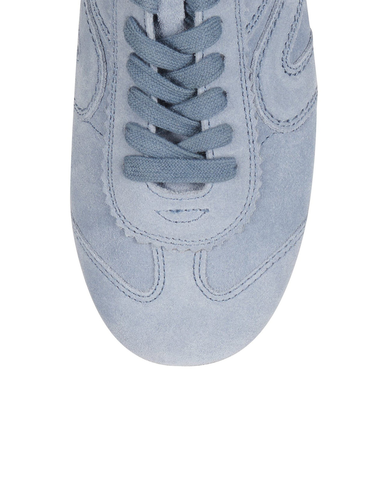 Blue Faux Suede Round-Toe Lace-Up Classic Sneakers Flats