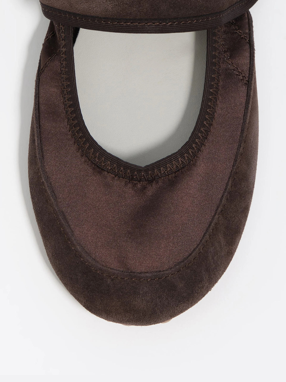 Chocolate Cow Suede And Satin Round-Toe Chic Mary Jane Strap Flats