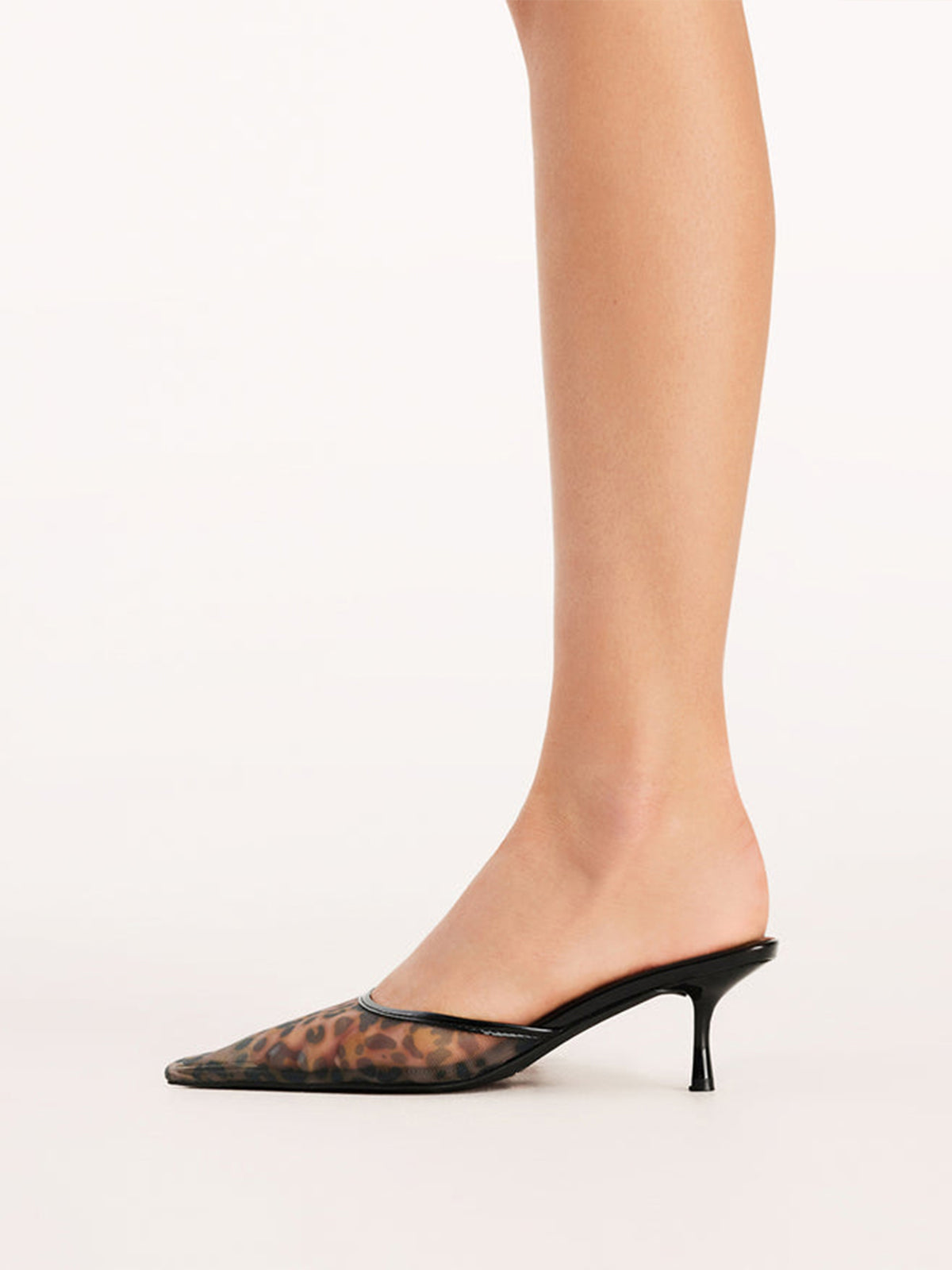 Leopard Mesh Pointed-Toe Simple Slip-On Classic Kitten Heels