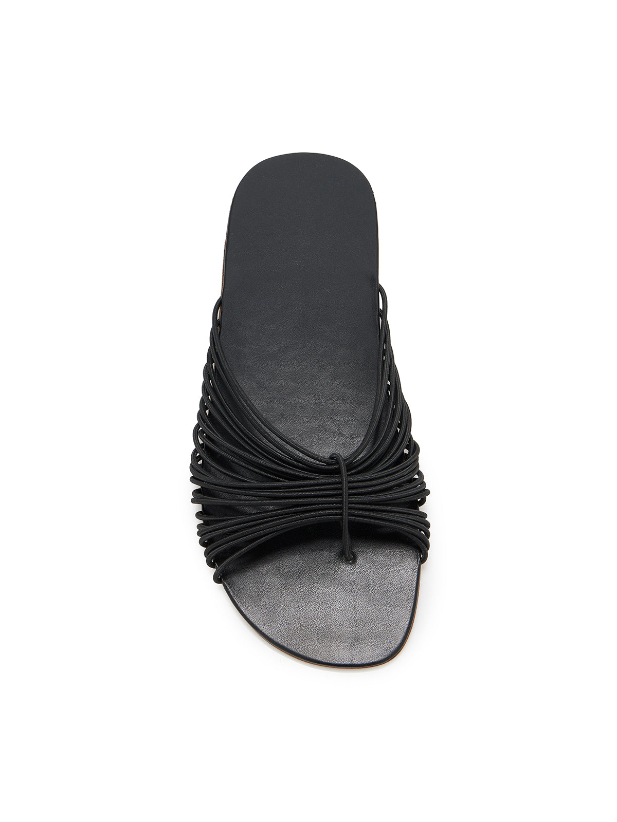 Black Round-Toe Elastic Straps Flats