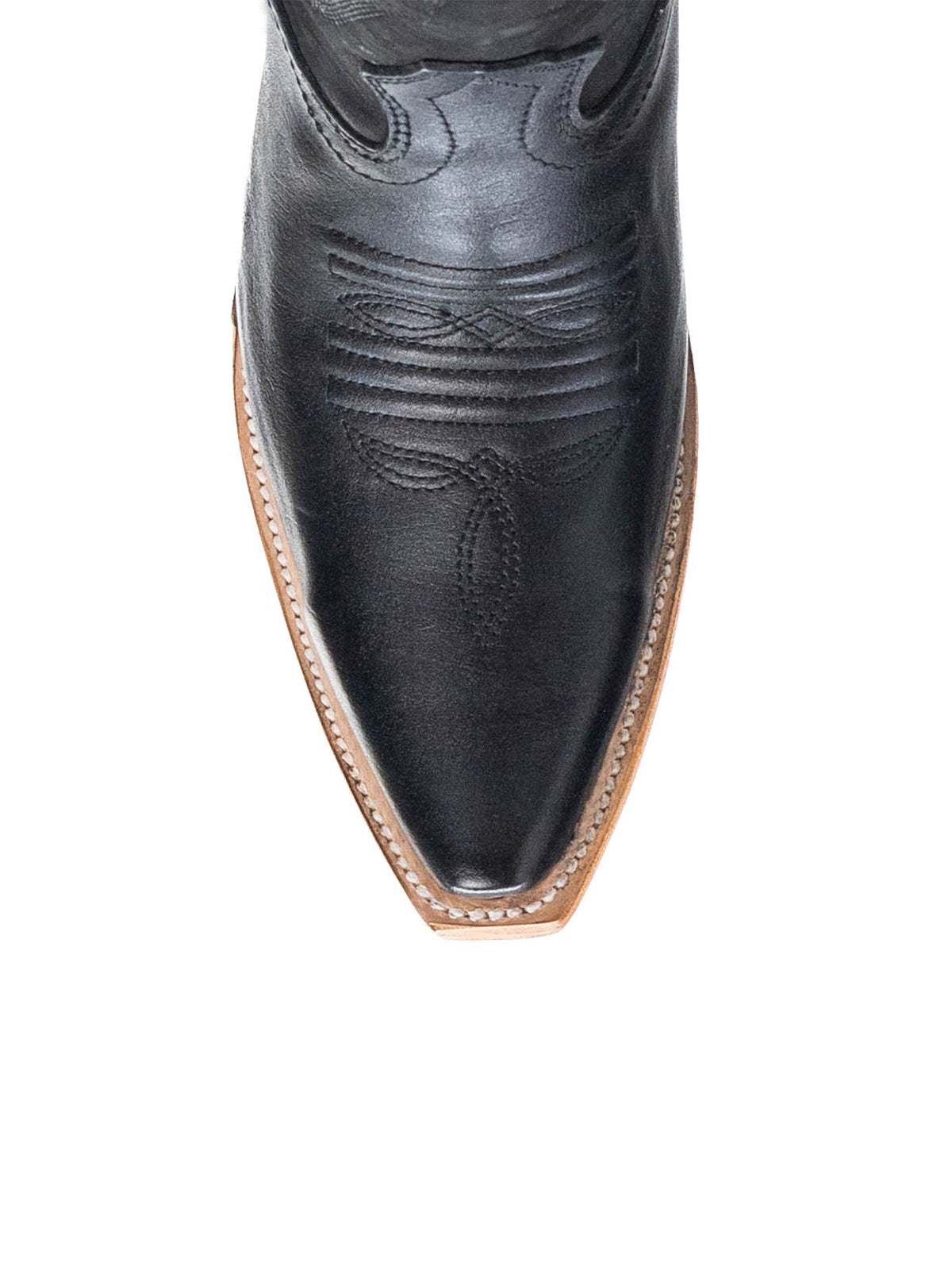 Black Faux Suede And Vegan Leather Snip-Toe Embroidery Half-Zip Knee High Chic Cowgirl Boots