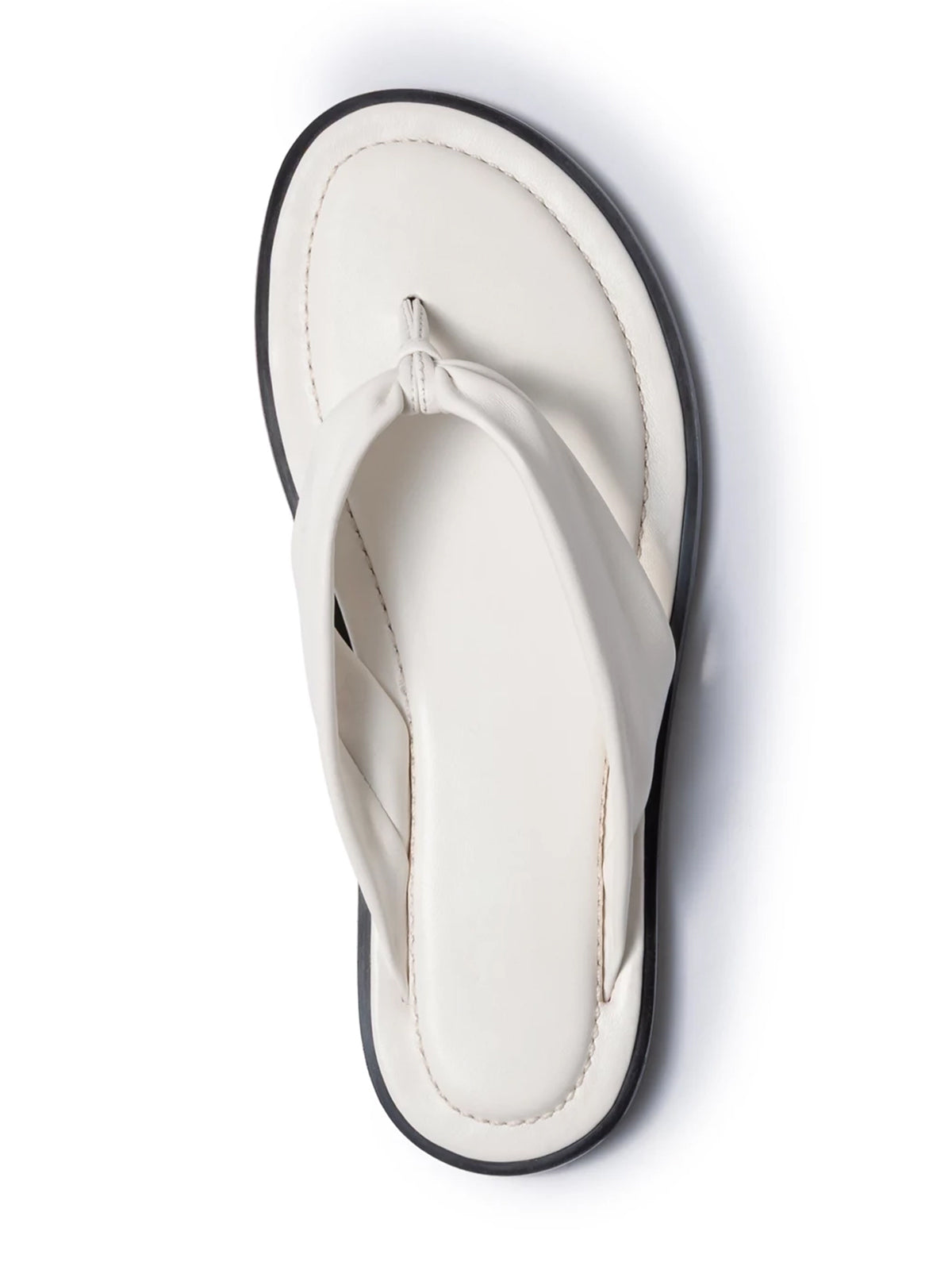 White Round-Toe Strap Flip-Flop Flats